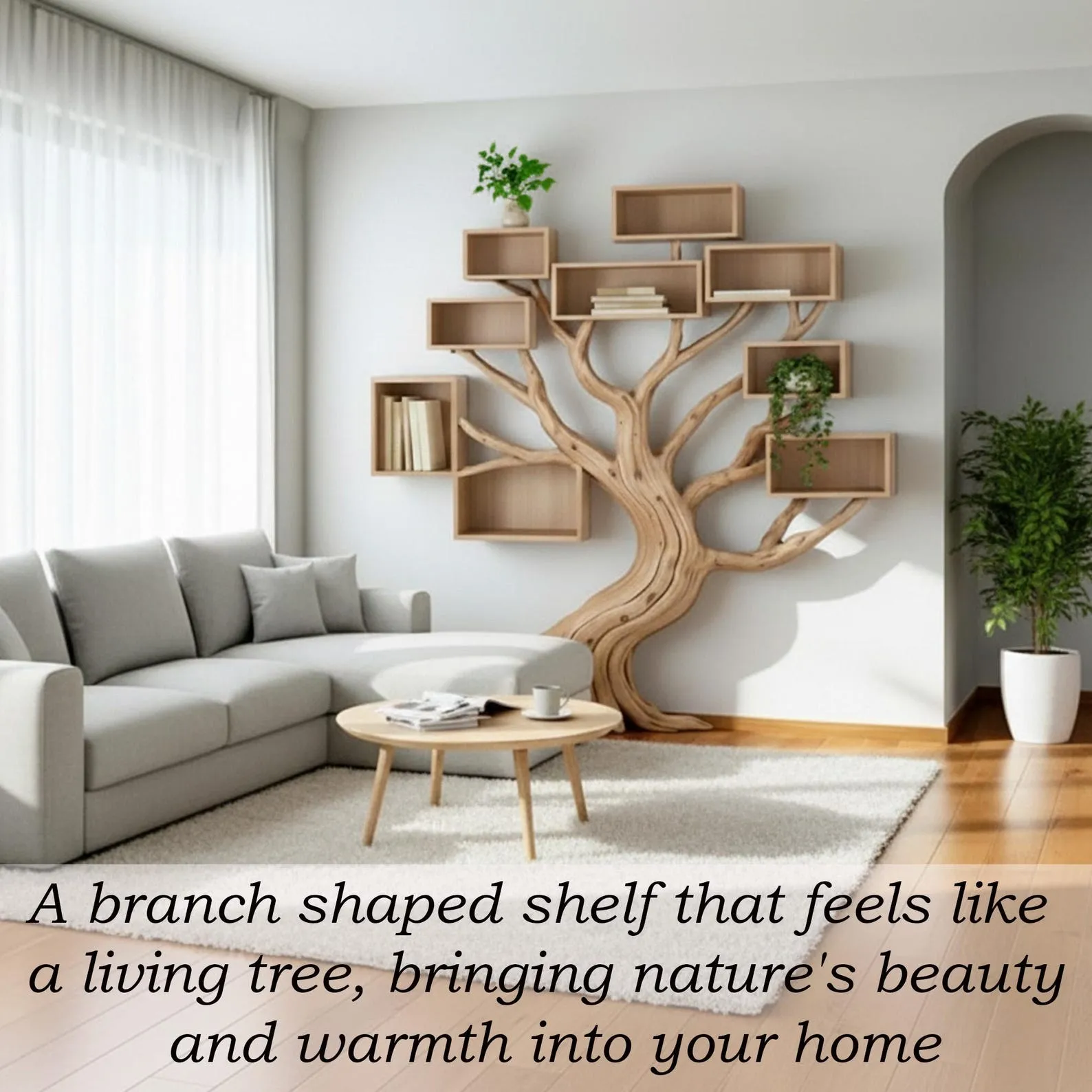 Floor bookshelf standing custom driftwood book shelf handmade natural tree branch bookshelf furniture decor home - Image 8