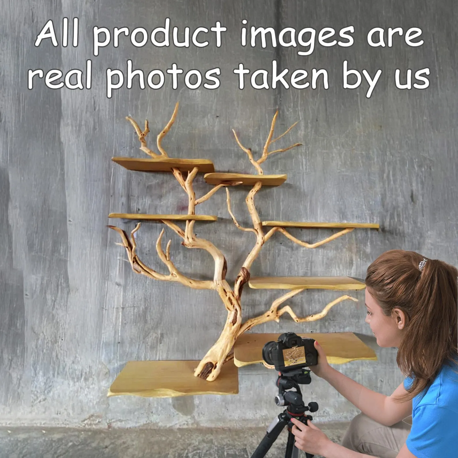 Tree branch book shelf decor wall mount bookshelf live edge wood floating bookshelves - Image 5