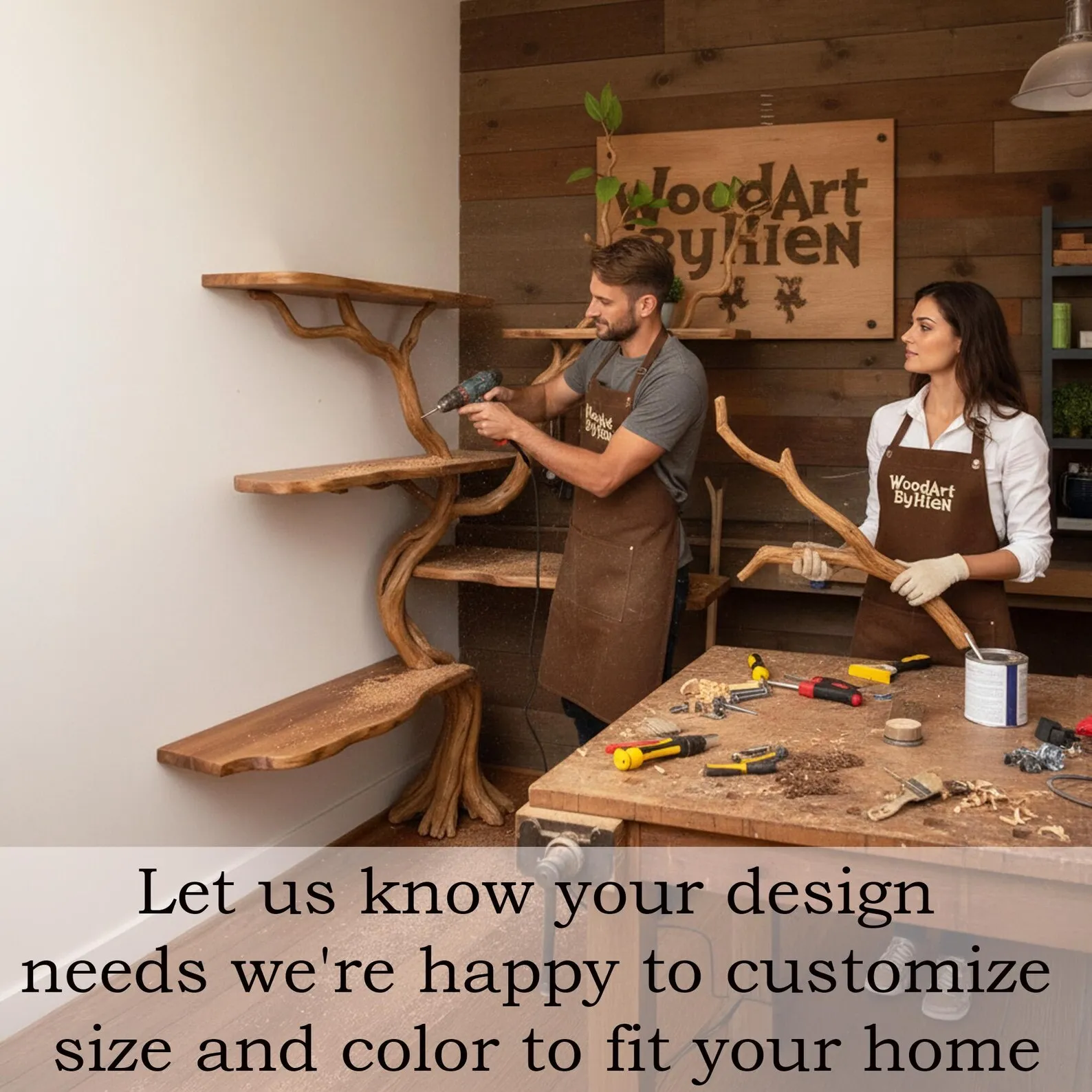 Tree branch book shelf floating shelves handcrafted sculpture driftwood branch shelf recycled solid wood bookcase - Image 3