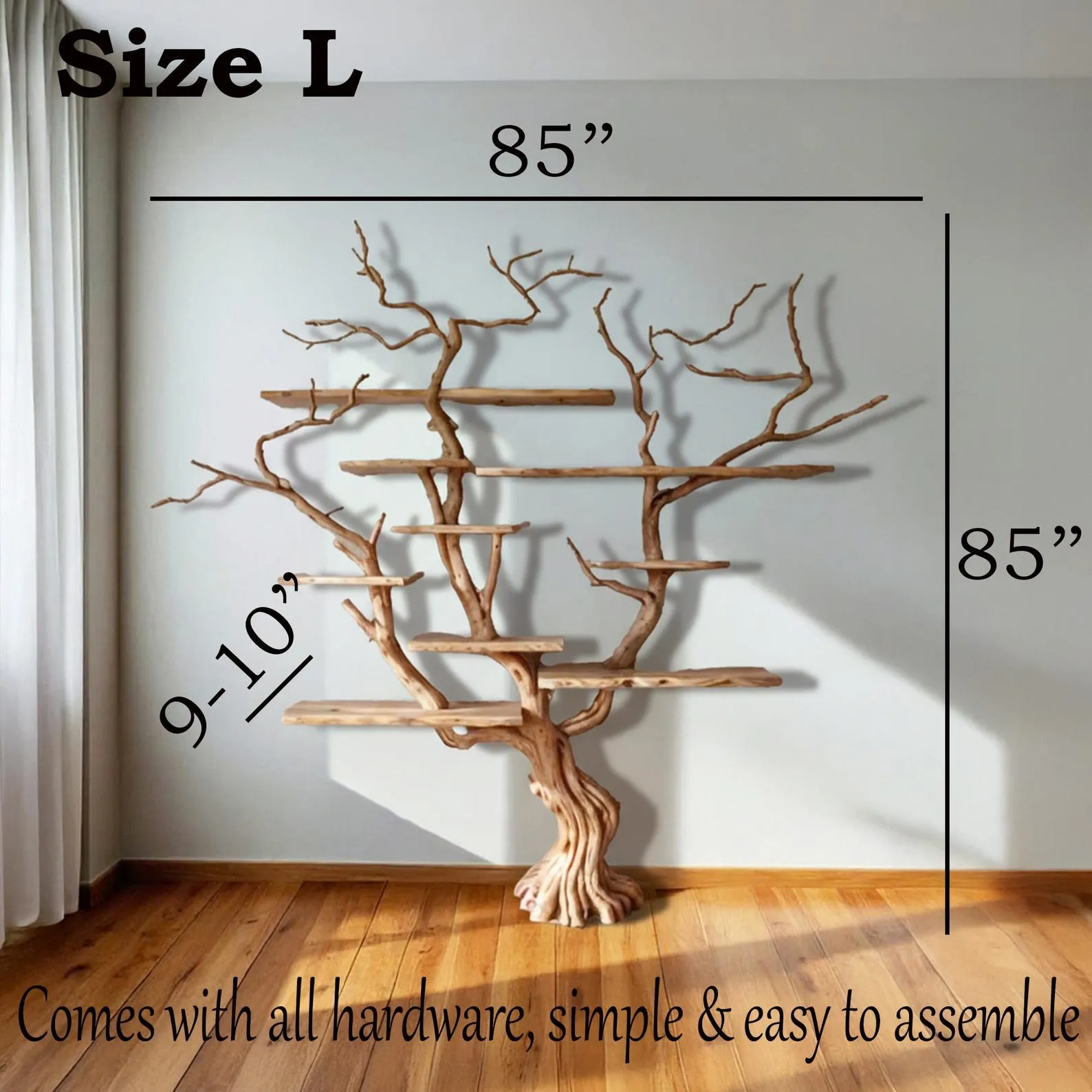 Tree branch book shelf floating shelves hand carved solid wood bookcase driftwood wall art floor shelf - Image 10