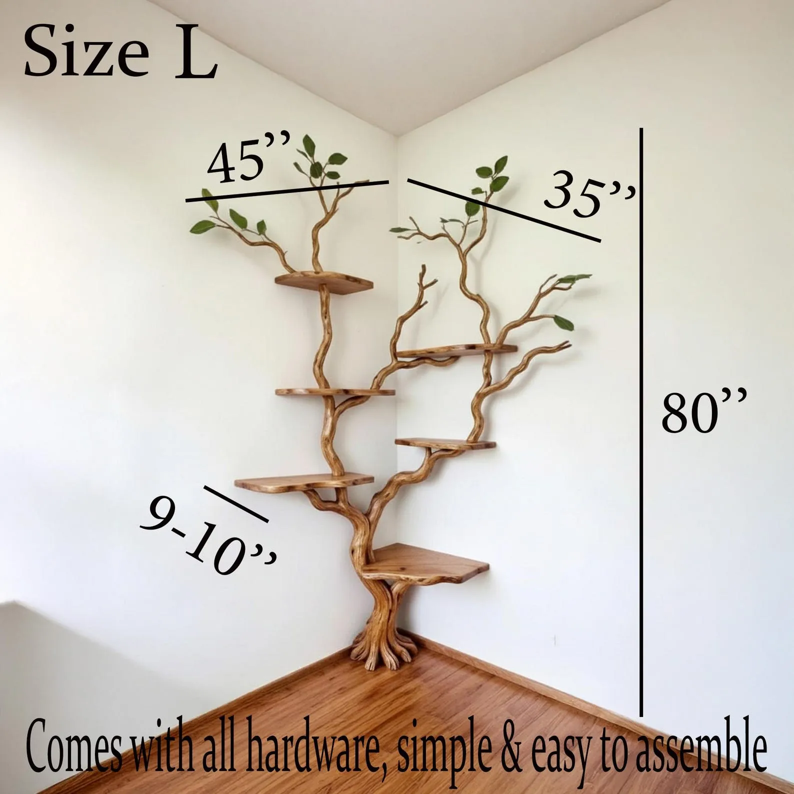 Tree branch book shelf driftwood branch solid wood tree corner floating shelf reclaimed wood bookcase - Image 10