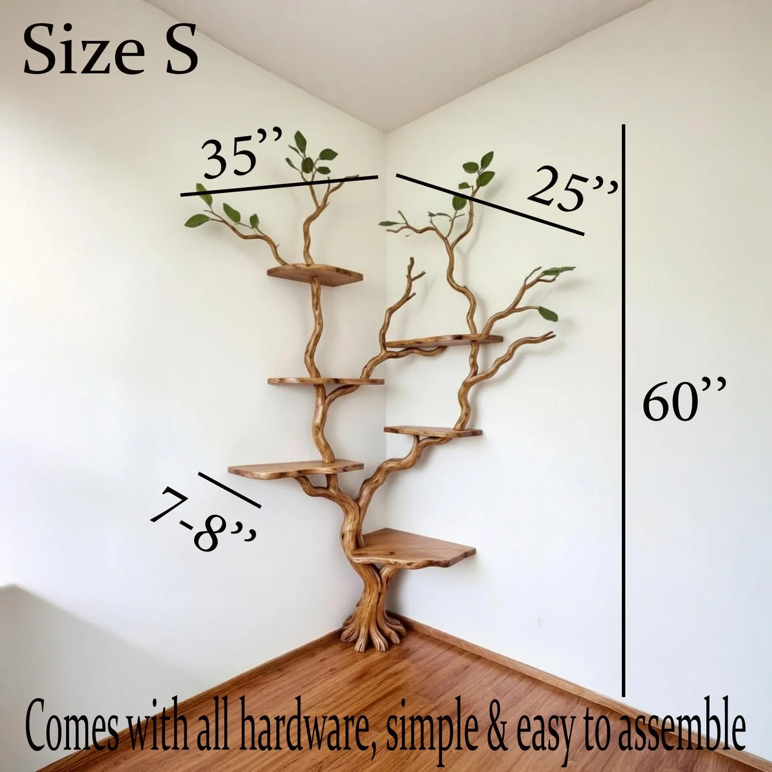 Tree branch book shelf driftwood branch solid wood tree corner floating shelf reclaimed wood bookcase - Image 8