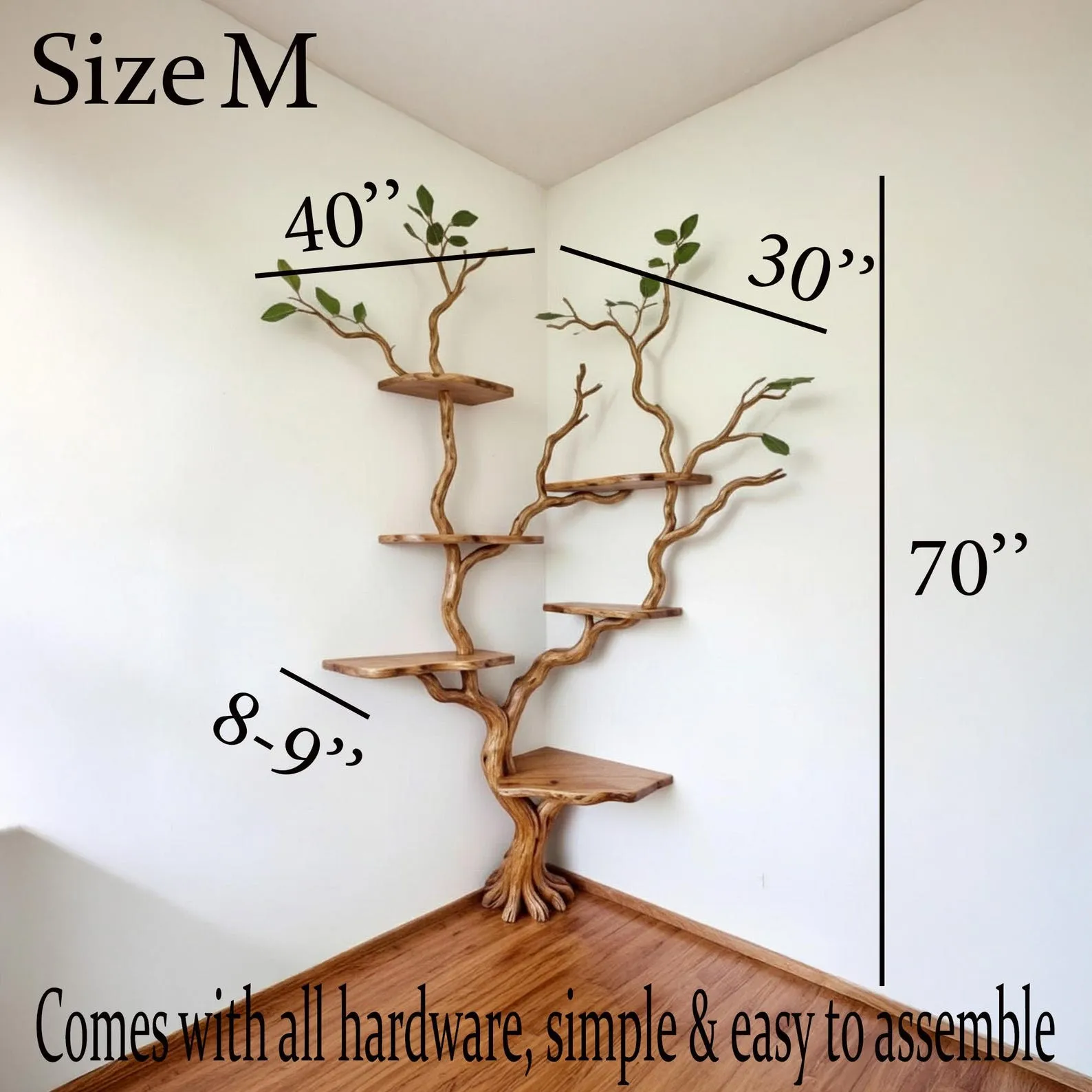 Tree branch book shelf driftwood branch solid wood tree corner floating shelf reclaimed wood bookcase - Image 9