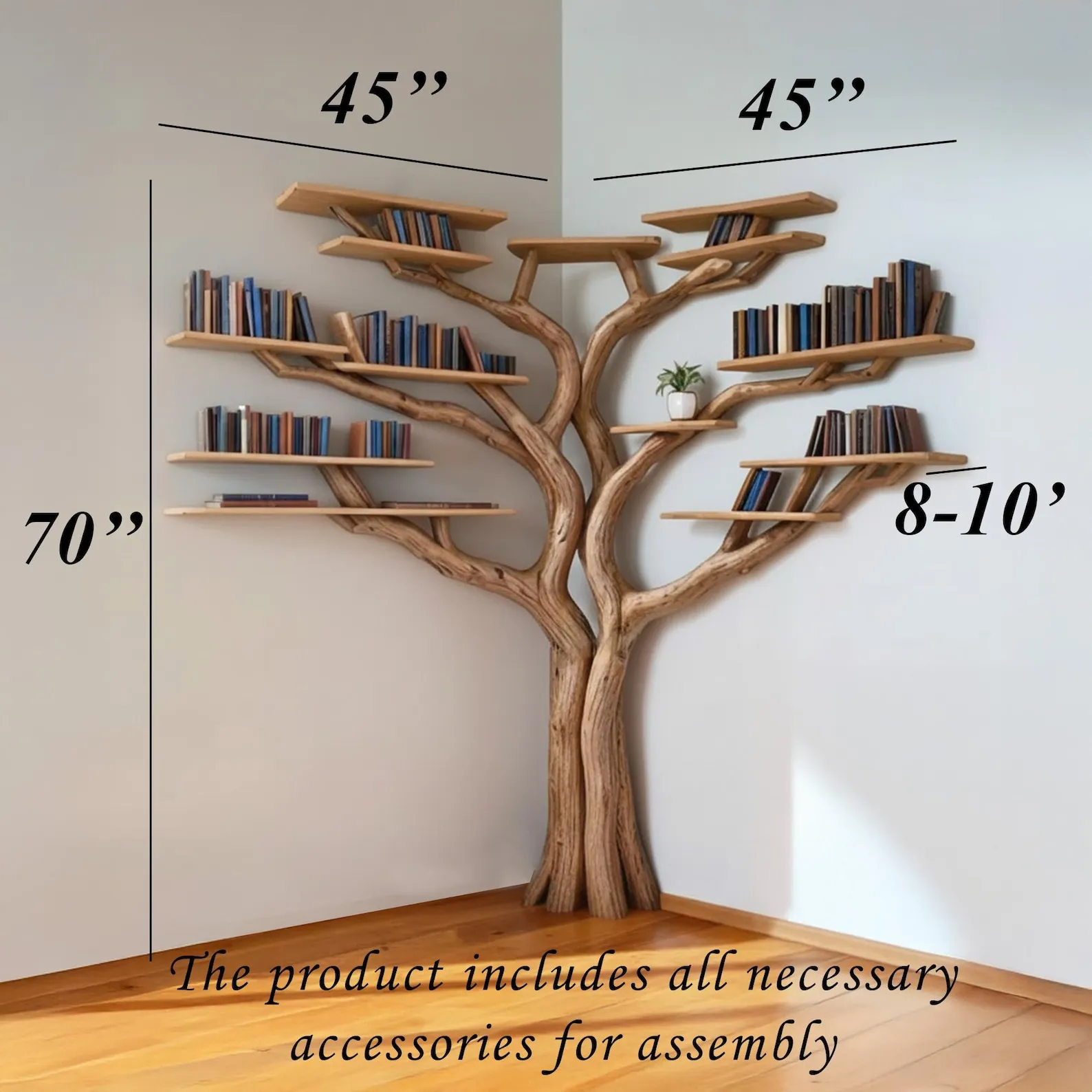 Floor bookshelf corner tree branch book shelf solid wood floating shelves on wall bookcase decoration - Image 10