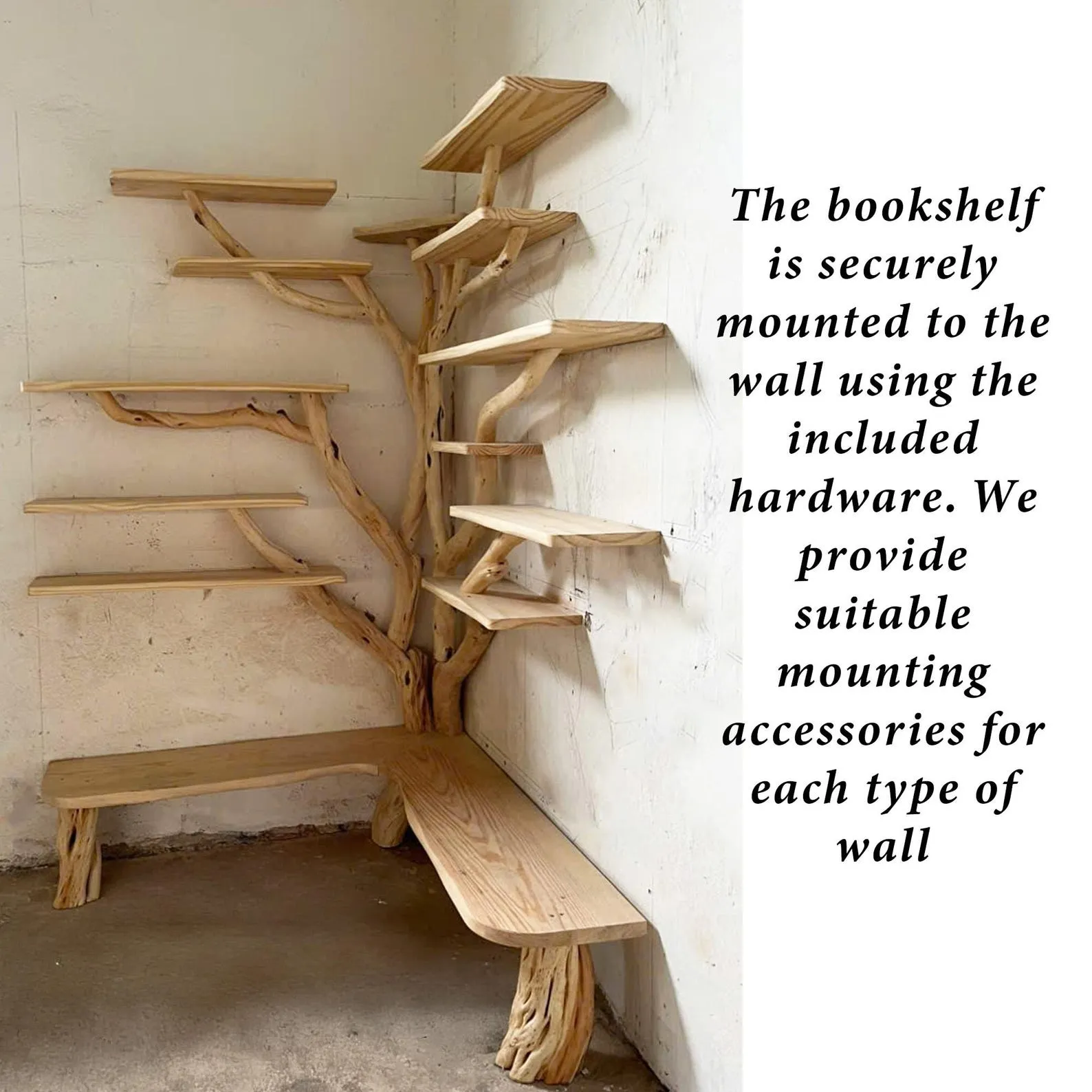 Floor bookshelf corner tree branch book shelf solid wood floating shelves on wall bookcase decoration - Image 2