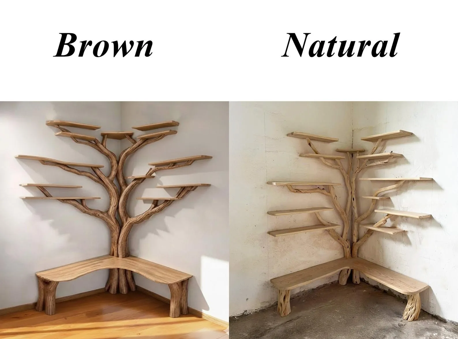 Floor bookshelf corner tree branch book shelf solid wood floating shelves on wall bookcase decoration - Image 4