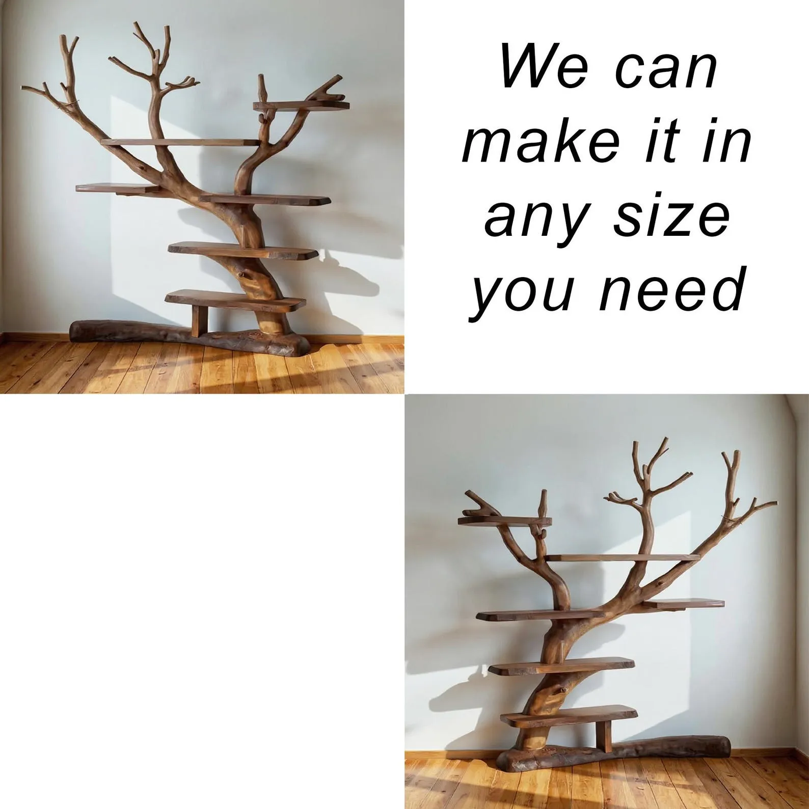 Solid Wood Tree Bookshelf: Handmade Display Cabinet, Rustic Decor - Image 2