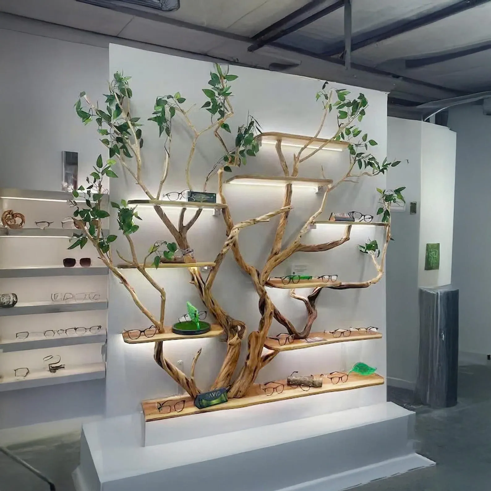 Tree branch floating book shelves on wall decor live edge wood custom bookshelf art