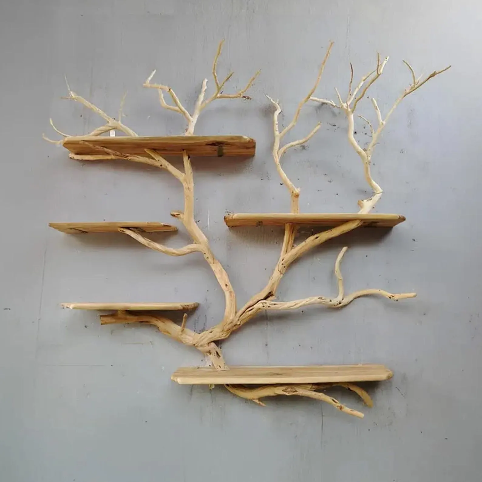 Tree branch floating book shelves on wall decor live edge wood custom bookshelf art - Image 5