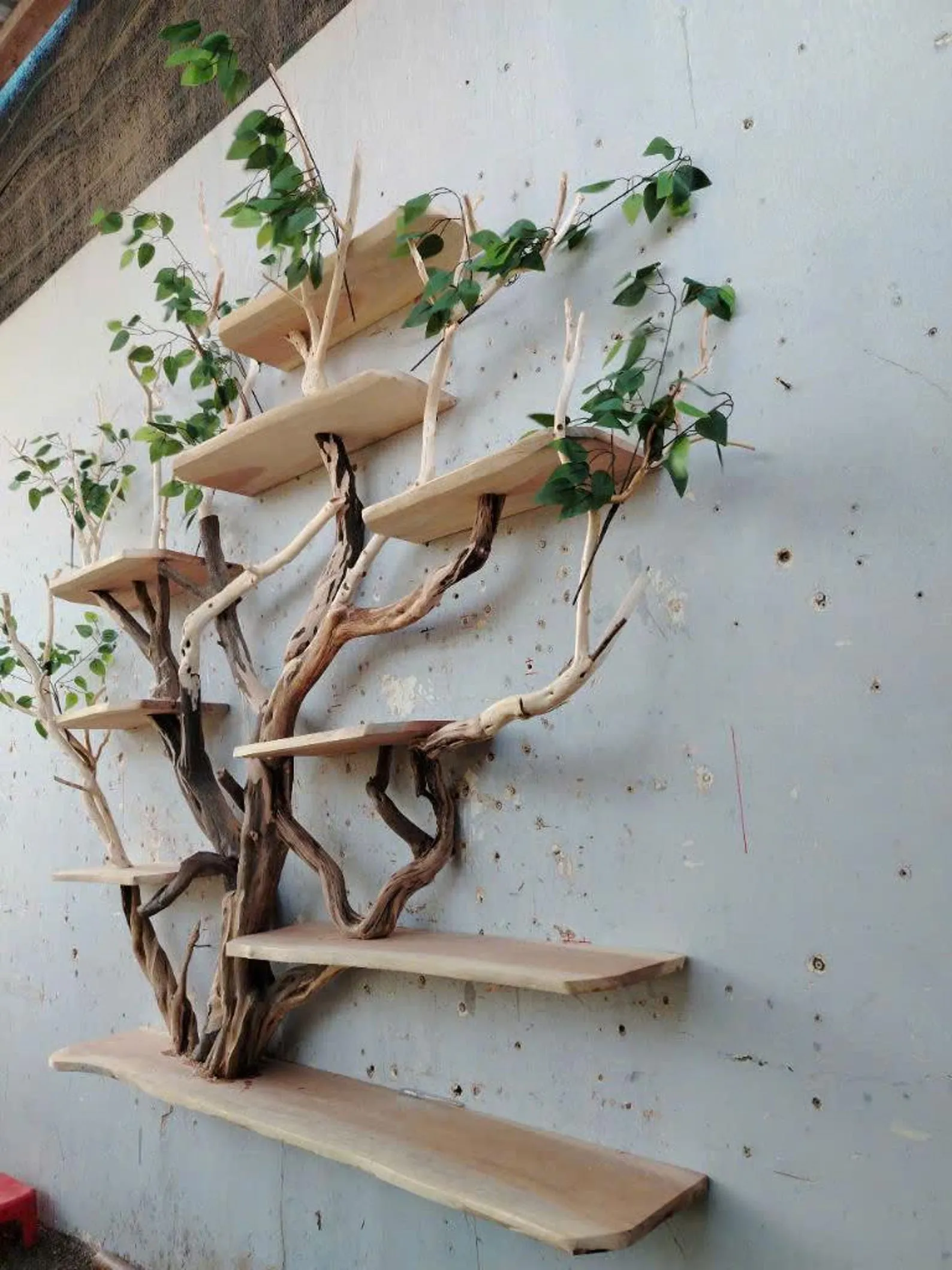 Tree branch floating book shelves on wall decor live edge wood custom bookshelf art - Image 6