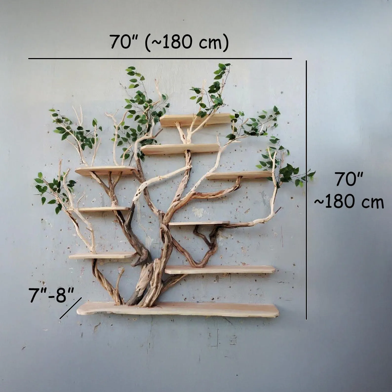 Tree branch floating book shelves on wall decor live edge wood custom bookshelf art - Image 7