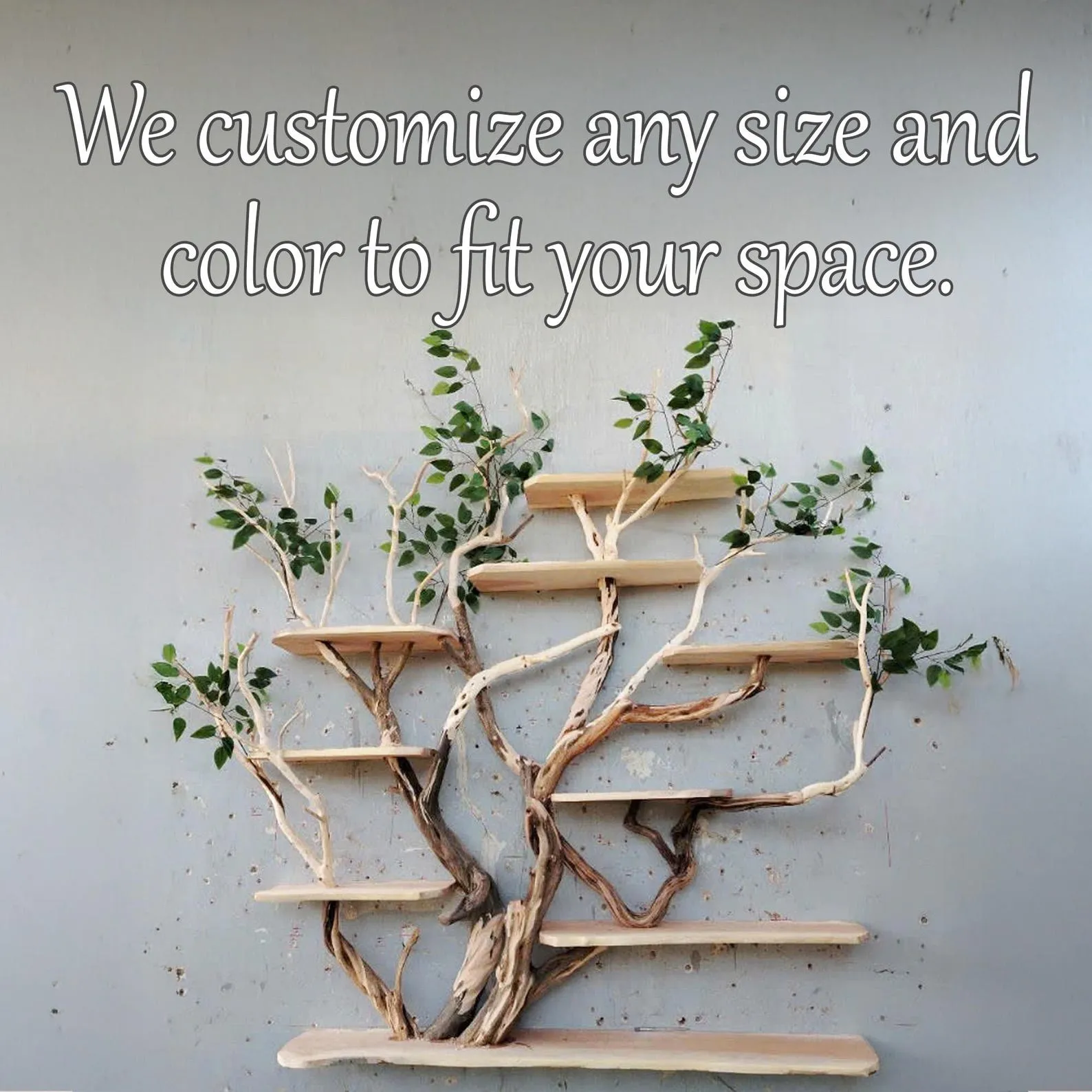 Tree branch floating book shelves on wall decor live edge wood custom bookshelf art - Image 8