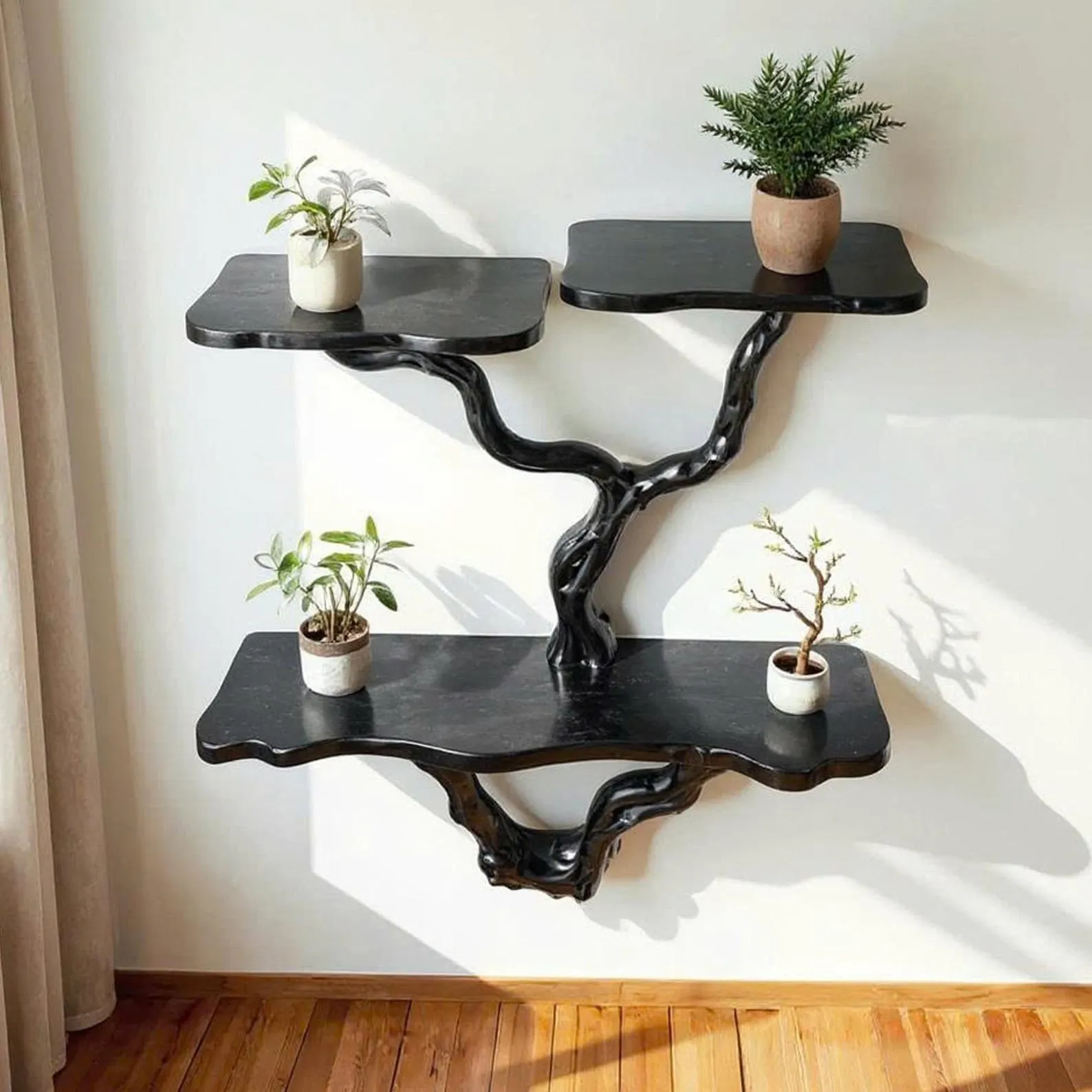 Tree branch floating bookshelf solid wood bookshelves wall mounted driftwood branch art handmade furniture and decor - Image 3