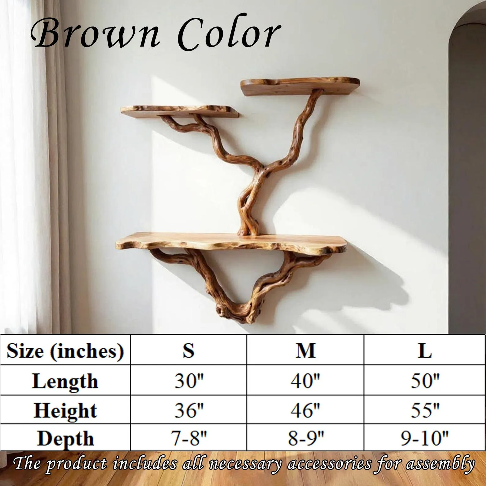 Tree branch floating bookshelf solid wood bookshelves wall mounted driftwood branch art handmade furniture and decor - Image 8