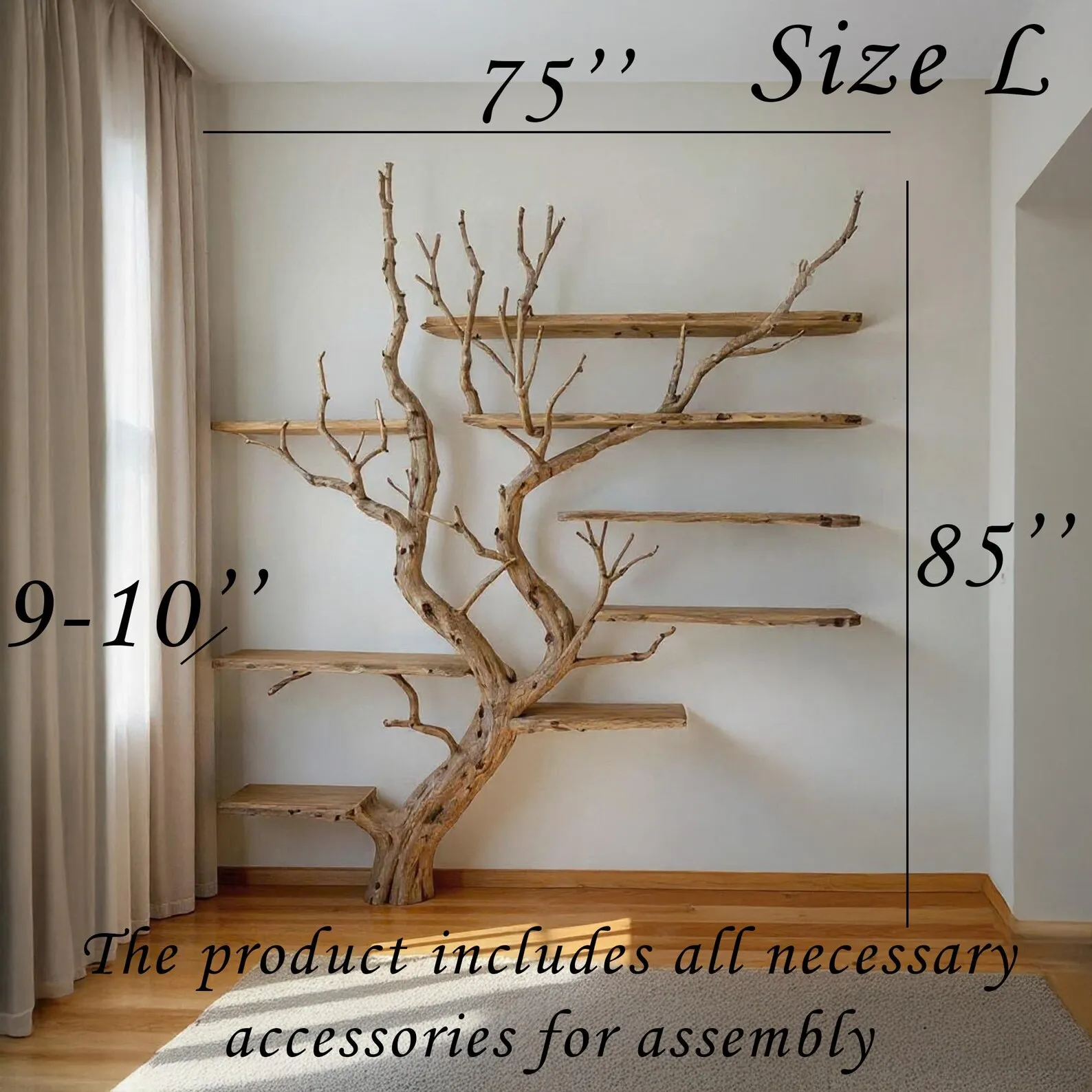 Driftwood Tree Branch Bookshelf: Rustic Floating Shelves, Solid Wood - Image 10