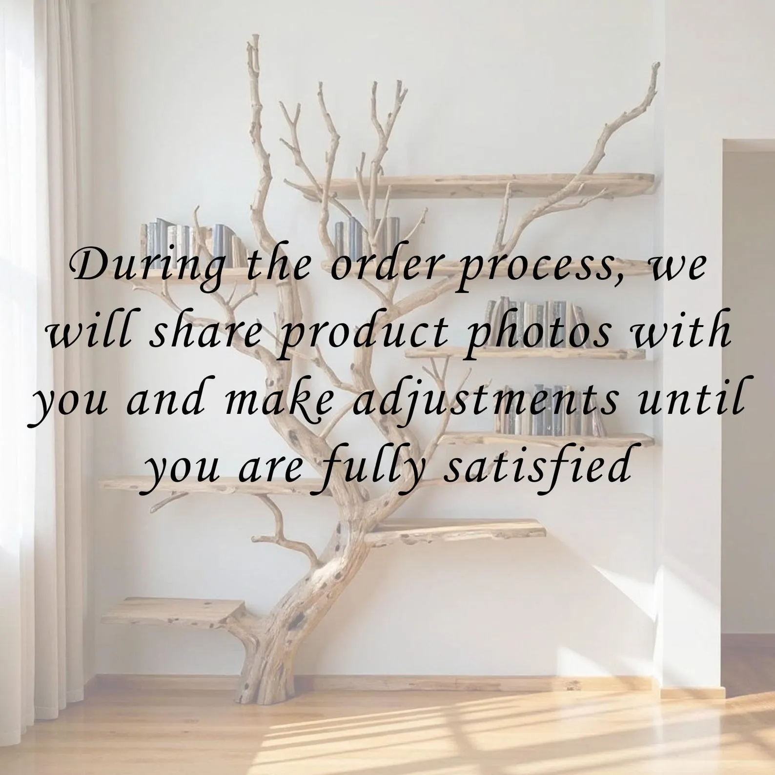 Driftwood Tree Branch Bookshelf: Rustic Floating Shelves, Solid Wood - Image 4