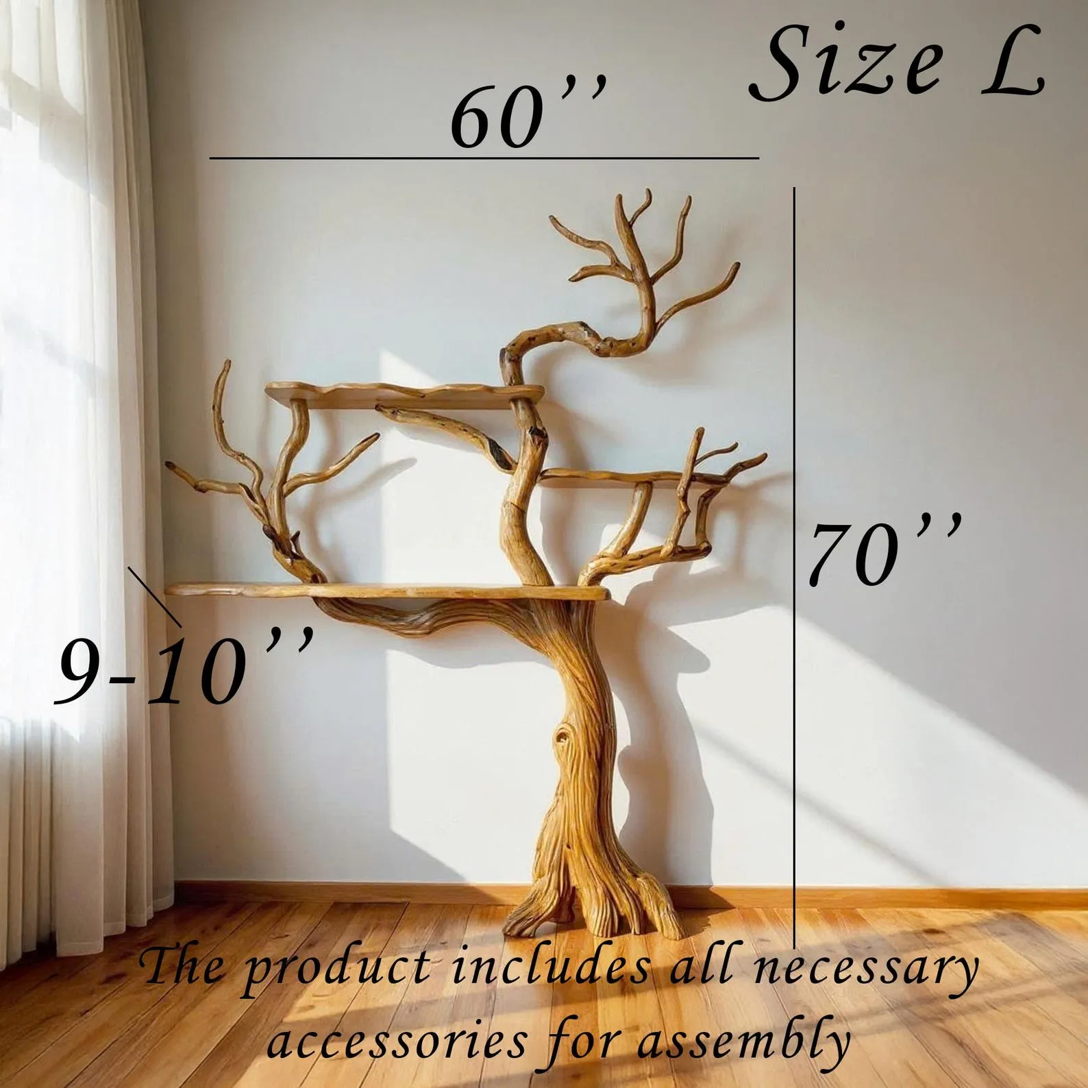 Handmade Tree Branch Bookshelf: Natural Wood Floating Wall Shelf - Image 10