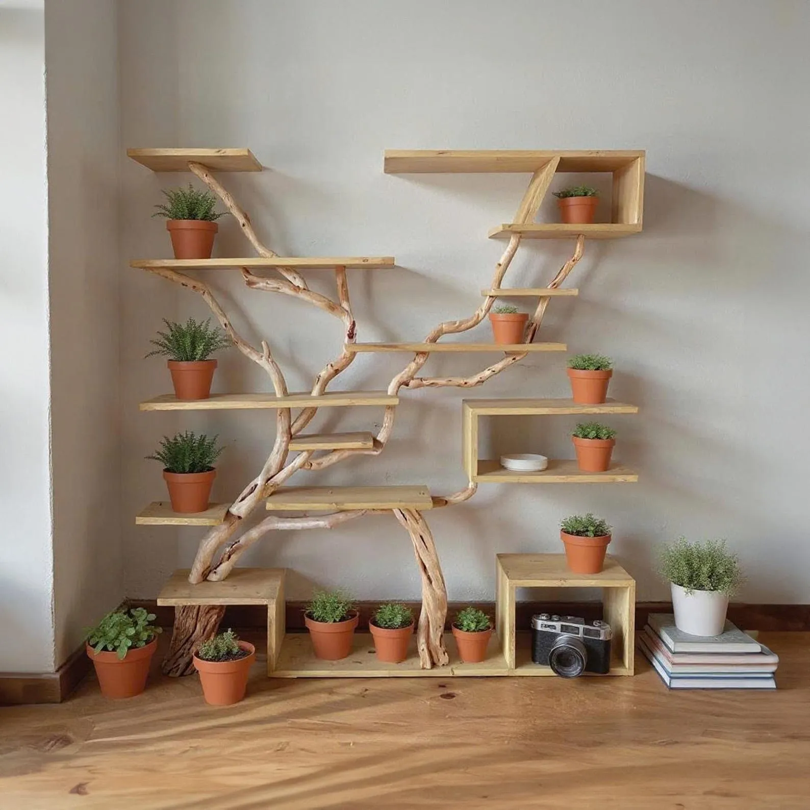 Driftwood Tree Branch Bookshelf: Reclaimed Wood Floating Shelves