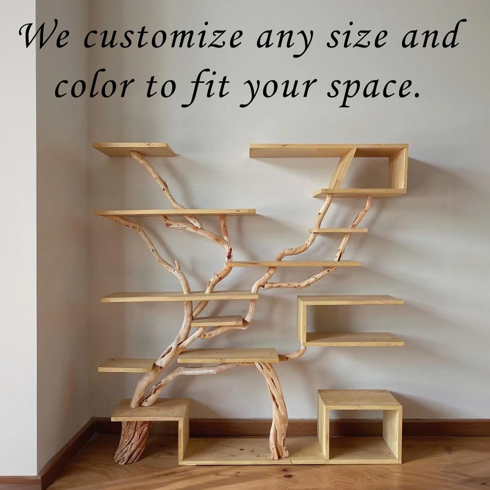 Driftwood Tree Branch Bookshelf: Reclaimed Wood Floating Shelves - Image 3