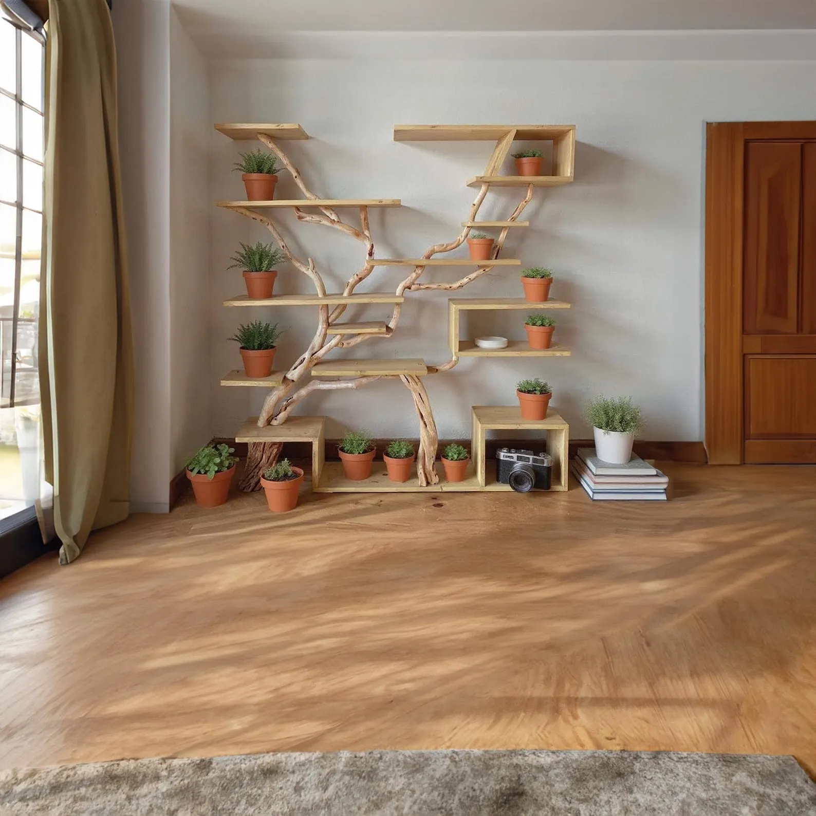 Driftwood Tree Branch Bookshelf: Reclaimed Wood Floating Shelves - Image 4