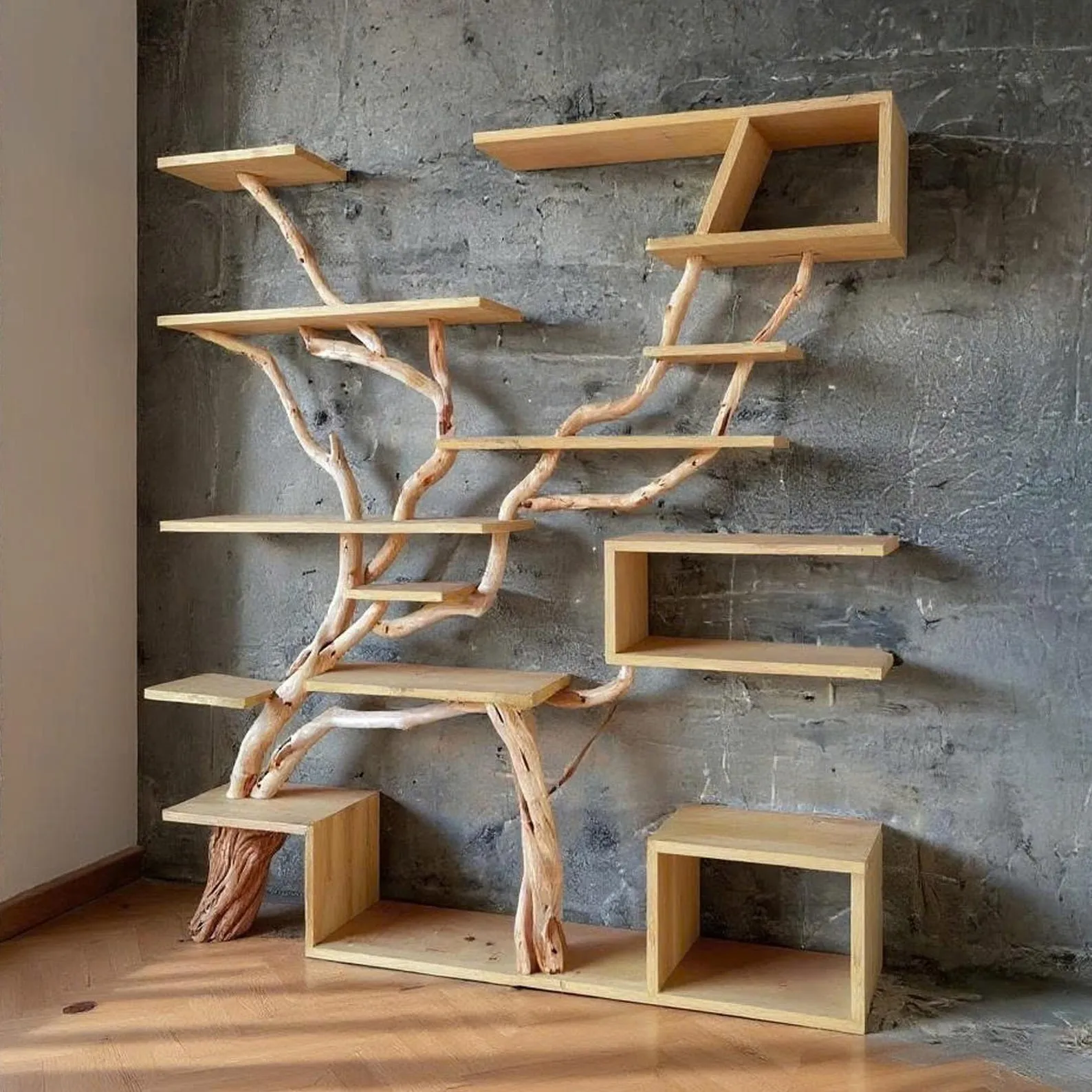 Driftwood Tree Branch Bookshelf: Reclaimed Wood Floating Shelves - Image 7