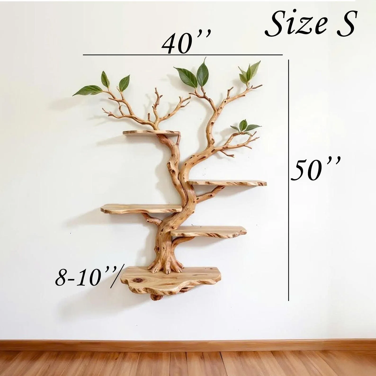 Handcrafted Tree Branch Bookshelf: Wall-Mounted Solid Wood Shelf - Image 8