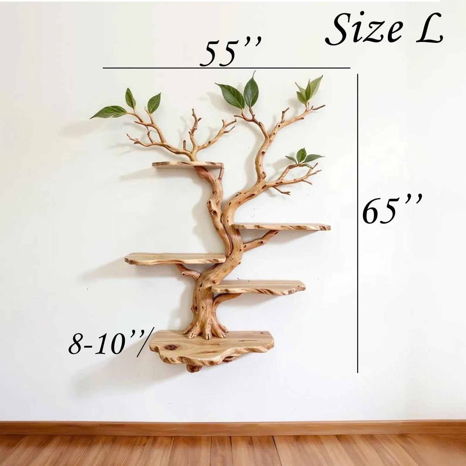 Handcrafted Tree Branch Bookshelf: Wall-Mounted Solid Wood Shelf - Image 9