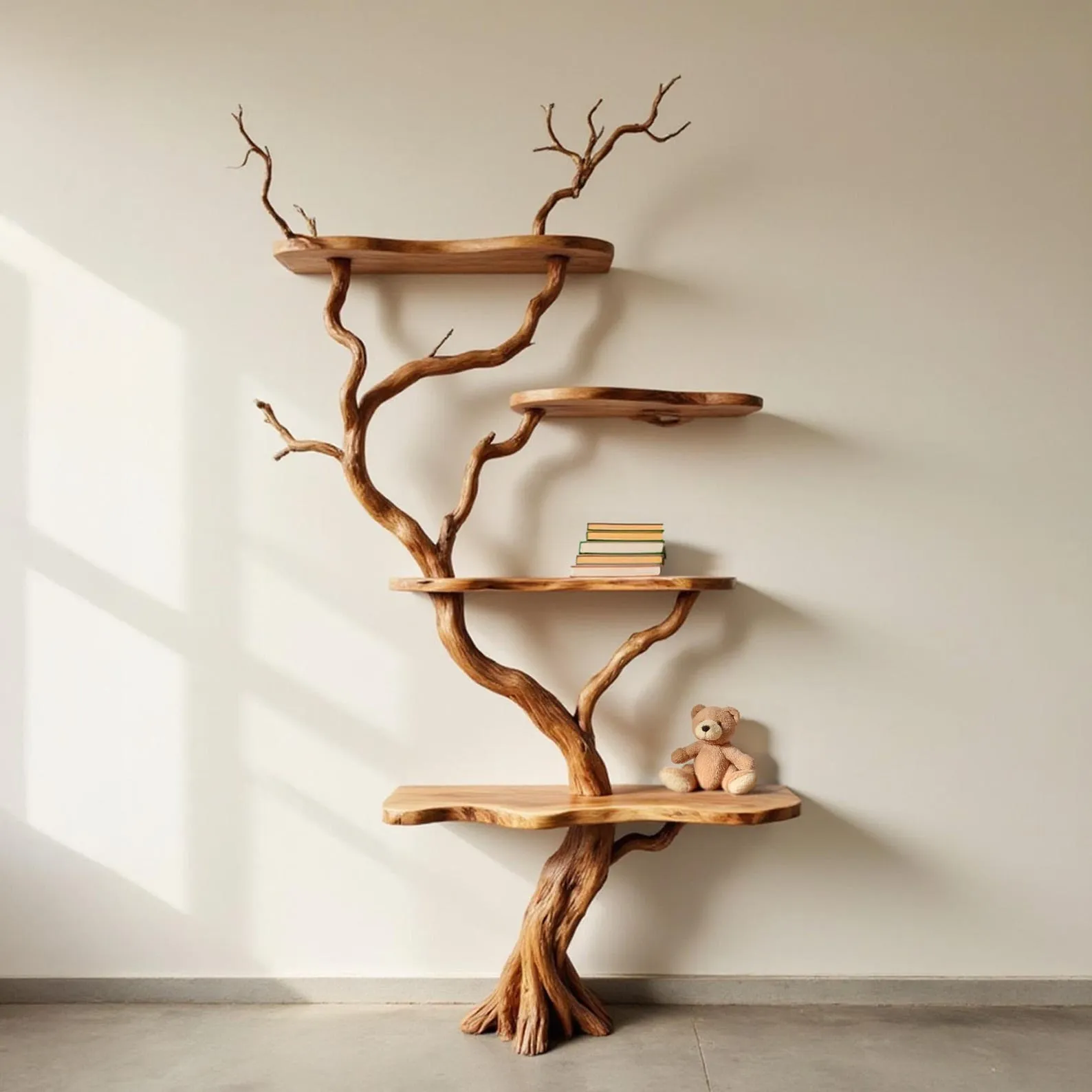 Driftwood Tree Bookshelf: Rustic Floating Shelf, Solid Wood Bookcase - Image 2