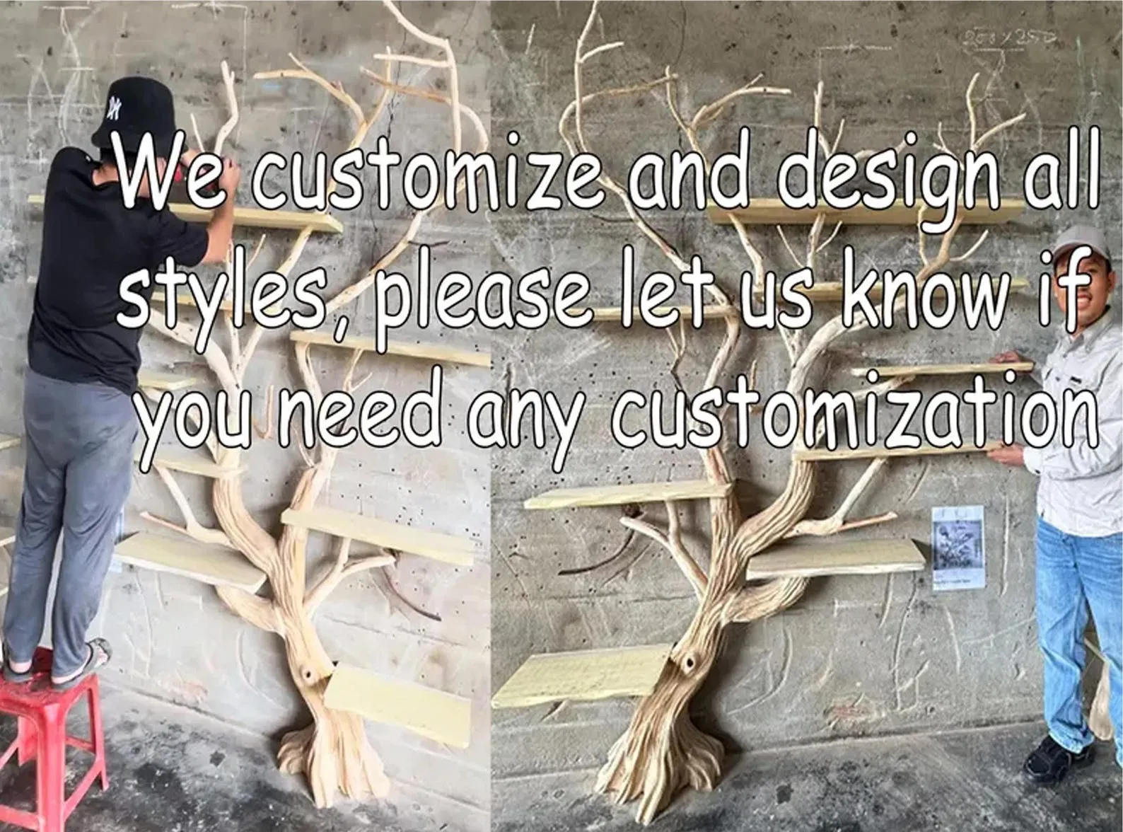 Driftwood Tree Bookshelf: Rustic Floating Shelf, Solid Wood Bookcase - Image 3