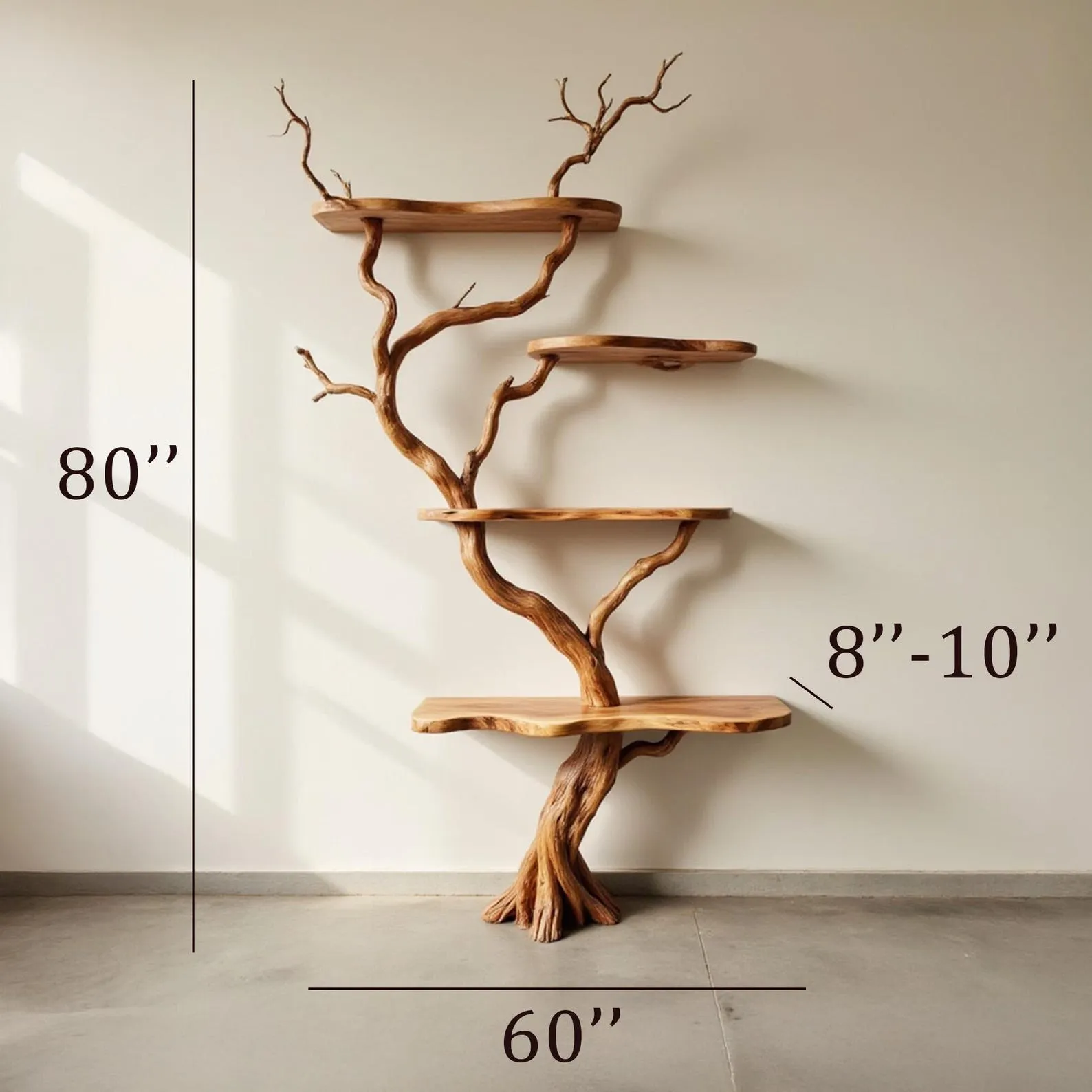 Driftwood Tree Bookshelf: Rustic Floating Shelf, Solid Wood Bookcase - Image 7