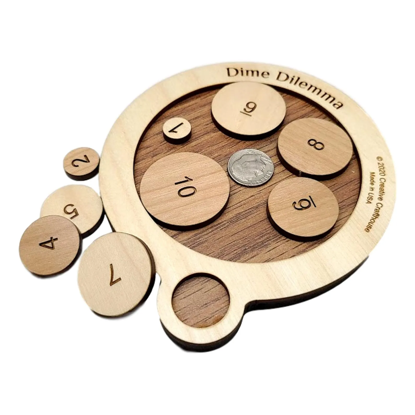 Dime Dilemma Wood Puzzle, Penny Challenge Puzzle, Packing Puzzle, The 10 Cents Brain Teaser, Adult Brain Game, Dime Puzzle Game, Hard Puzzle