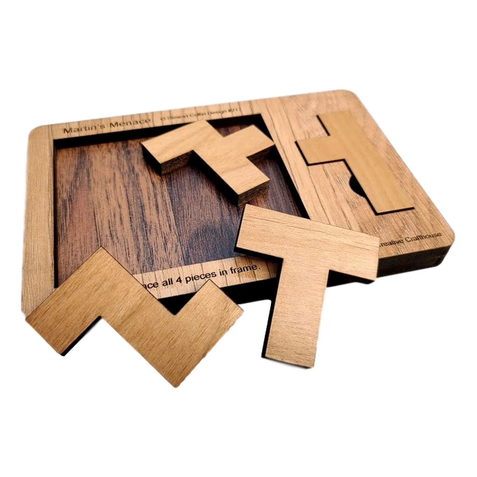 Impossible Puzzle For Adults, Martins Menace Wooden Brain Teaser, 4 Piece Puzzle, Extremely Hard Puzzle, Difficult Puzzle, Birthday Gift