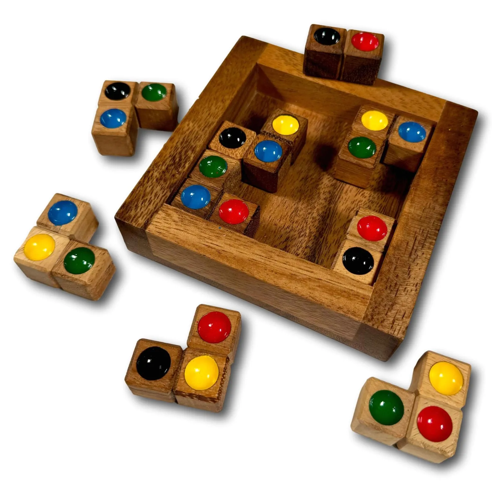 Personalized Brain Teaser Gift - Crazy Quilt Wooden Puzzle ? 9 Piece Color Matching Challenge - Sudoku Style Game