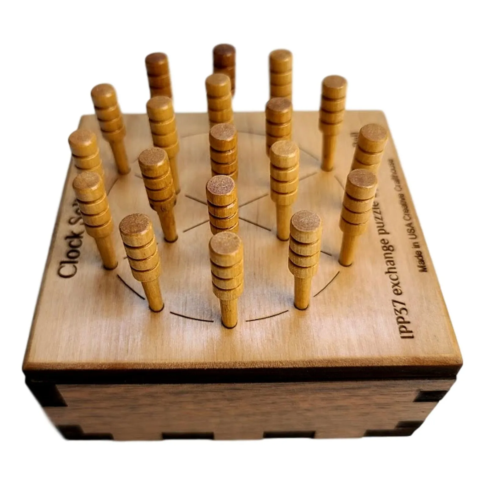 Clock Solitaire Peg Jumping Puzzle - Wood puzzle