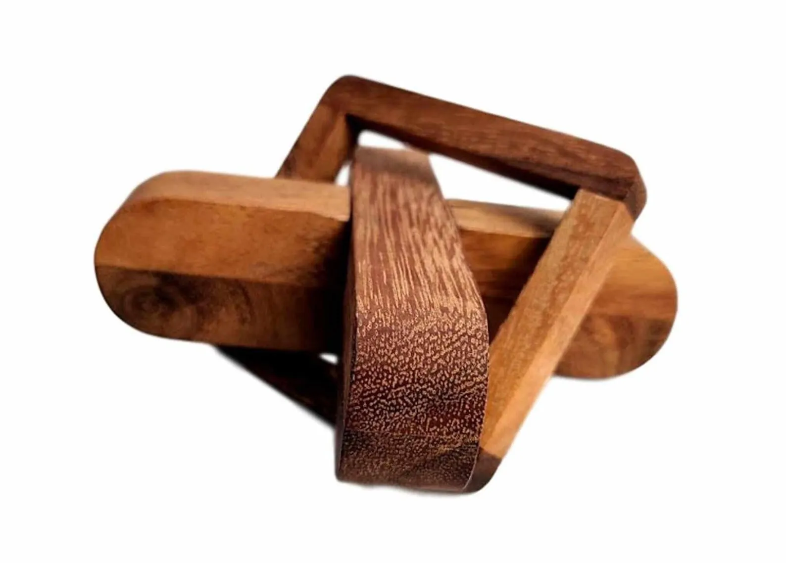 Coffee Table Puzzle - Cross Sticks Wooden Brain Teaser Puzzle - Can you take the ring off the "X"?