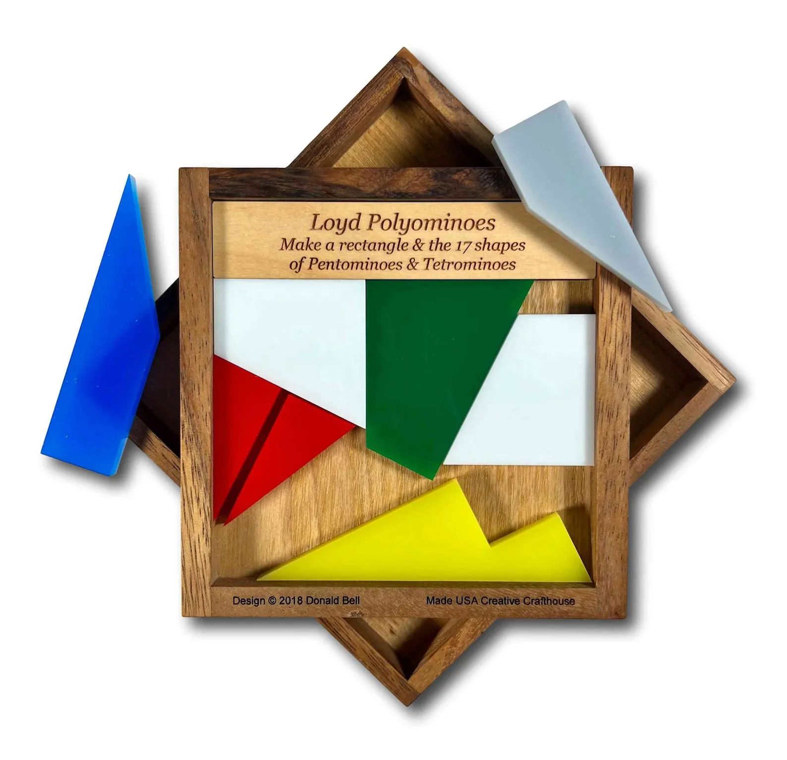 Loyd Polyominoes Brain Teaser ? 2018 Puzzle Design - Eight Pieces Make the Rectangle Plus 17 Shapes