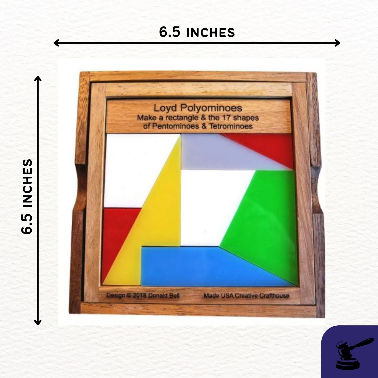 Loyd Polyominoes Brain Teaser ? 2018 Puzzle Design - Eight Pieces Make the Rectangle Plus 17 Shapes - Image 2