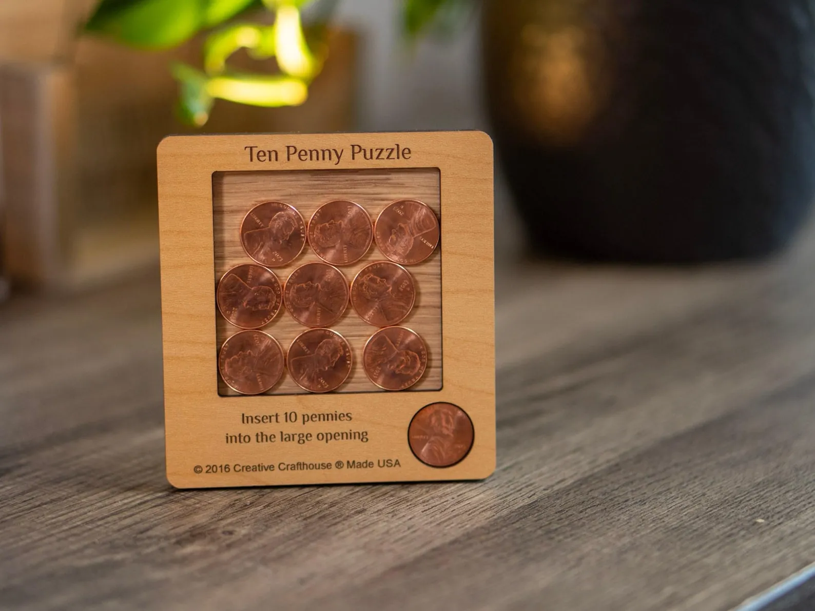 10 Penny Puzzle, Wooden Brain Teaser Puzzle For Adults, Challenging Puzzle, Travel Board Game, Puzzle Lover Gift, Creative Crafthouse