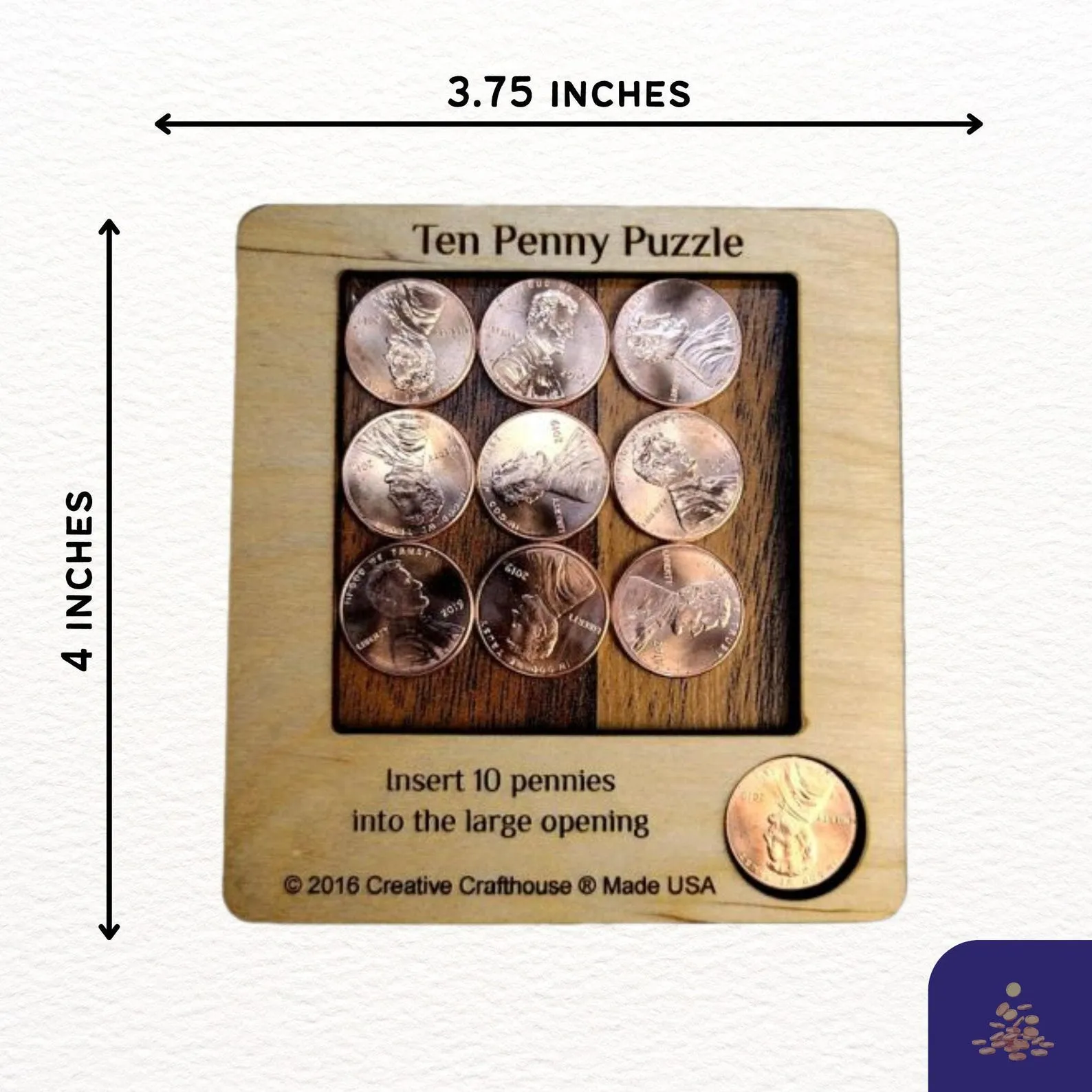 10 Penny Puzzle, Wooden Brain Teaser Puzzle For Adults, Challenging Puzzle, Travel Board Game, Puzzle Lover Gift, Creative Crafthouse - Image 6
