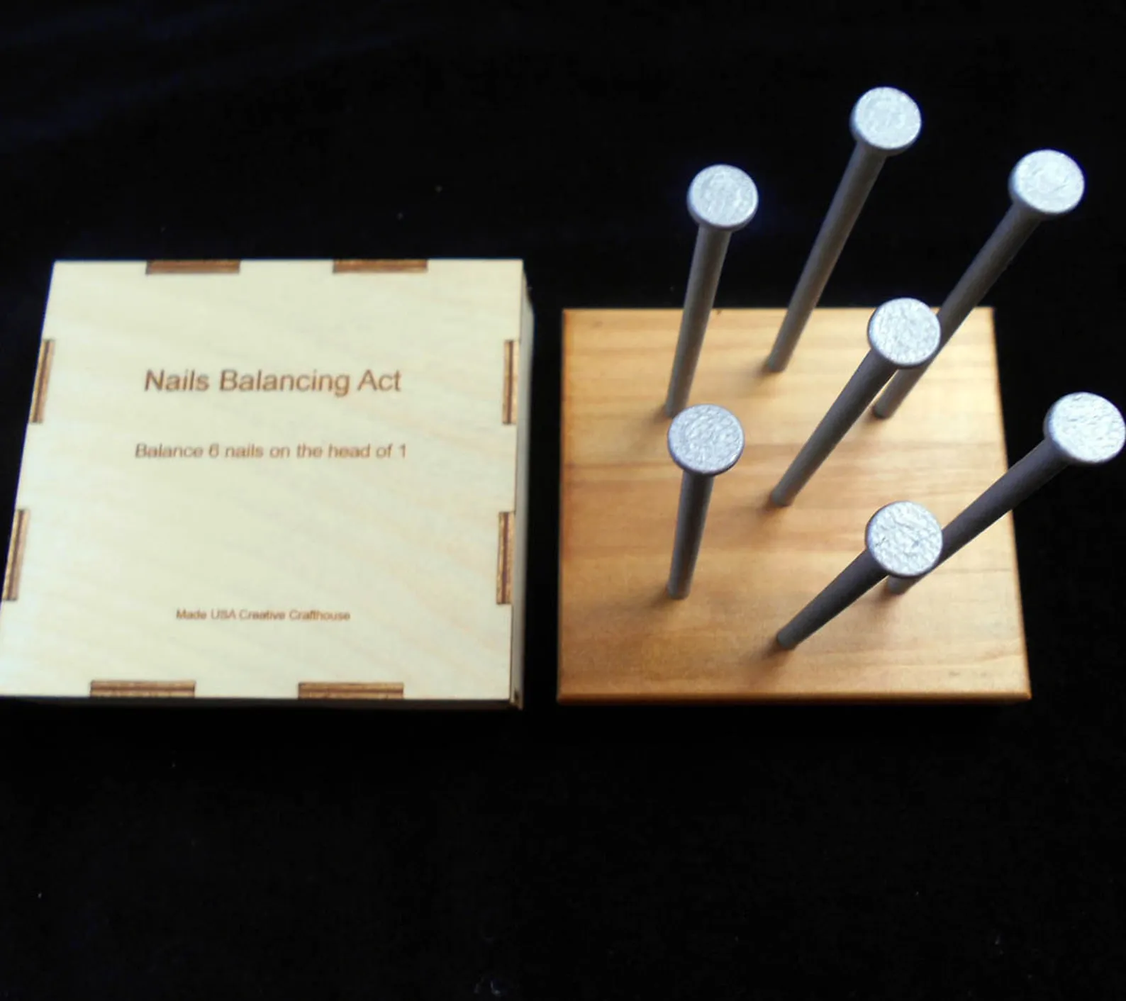 Nails Balancing Act, Nail Puzzle, Brain Teaser, Wood Balancing Puzzle, Balance Game, 6 Nail Balancing Puzzle, Bar Puzzle, Challenge Game - Image 2