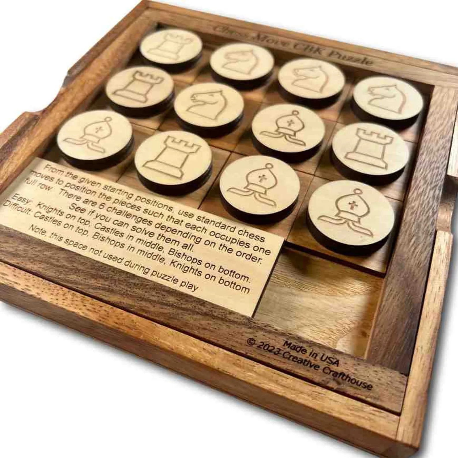 Chess Puzzle, Wooden Brain Teaser, Challenging Puzzle, Fun Chess Puzzle, Engraved Chess Puzzle For Adults, Logic Puzzle, Gift For Him - Image 2