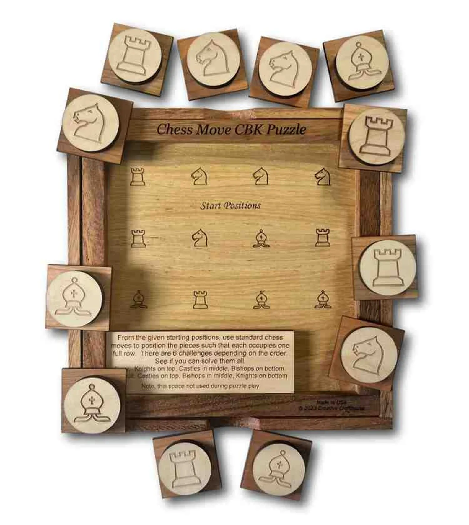 Chess Puzzle, Wooden Brain Teaser, Challenging Puzzle, Fun Chess Puzzle, Engraved Chess Puzzle For Adults, Logic Puzzle, Gift For Him - Image 5