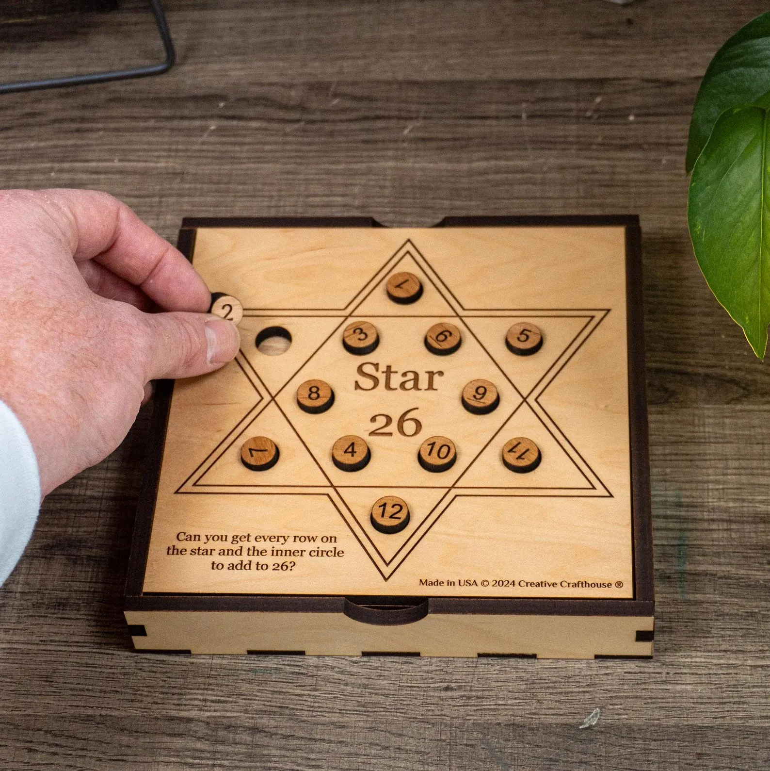 Star 26 Wooden Logic Puzzle - Handmade Math Brain Teaser