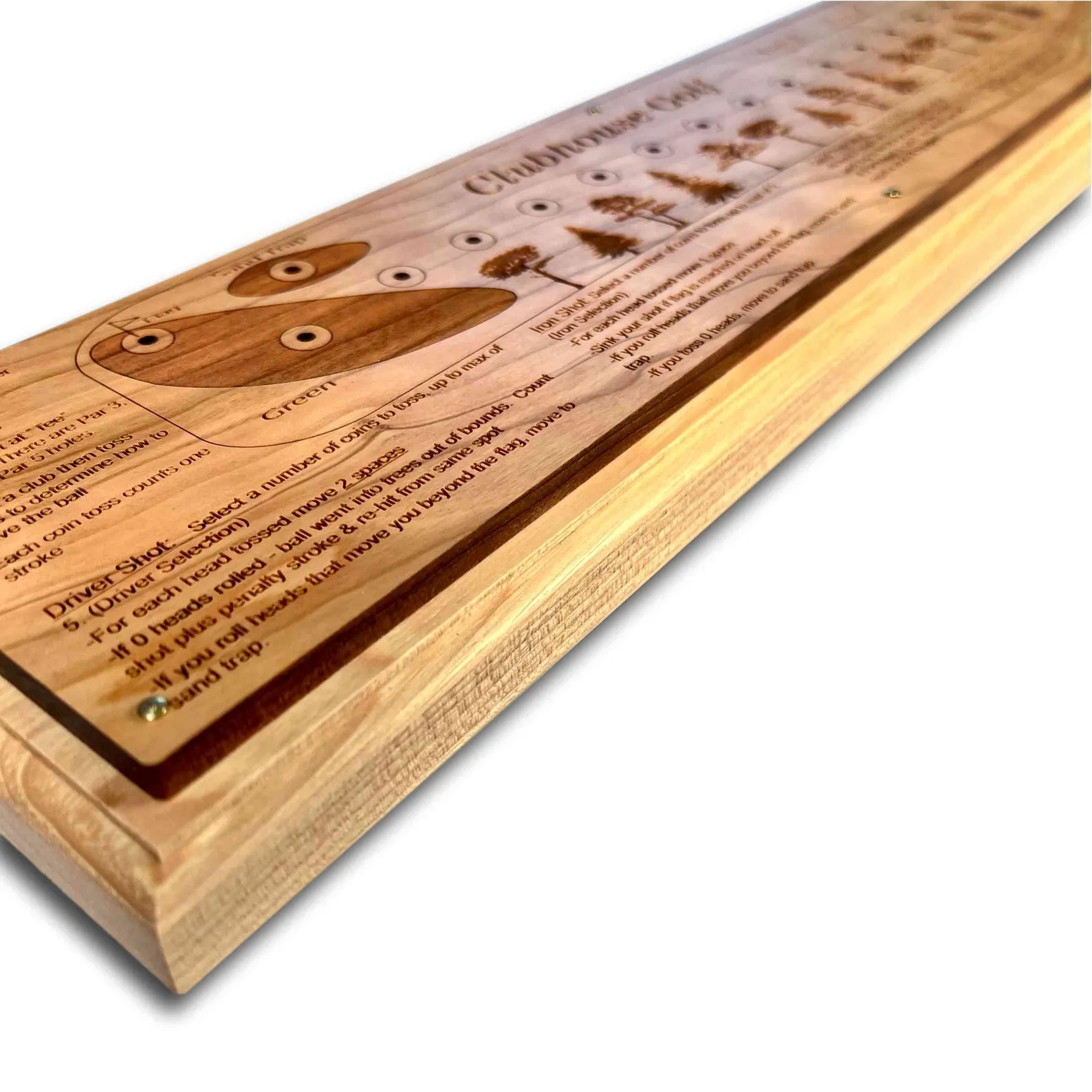 Clubhouse Golf Premium: Board & Coins Game for Golf fun 1/4" thick Cherry wood on a 3/4" Hickory base. - Image 2