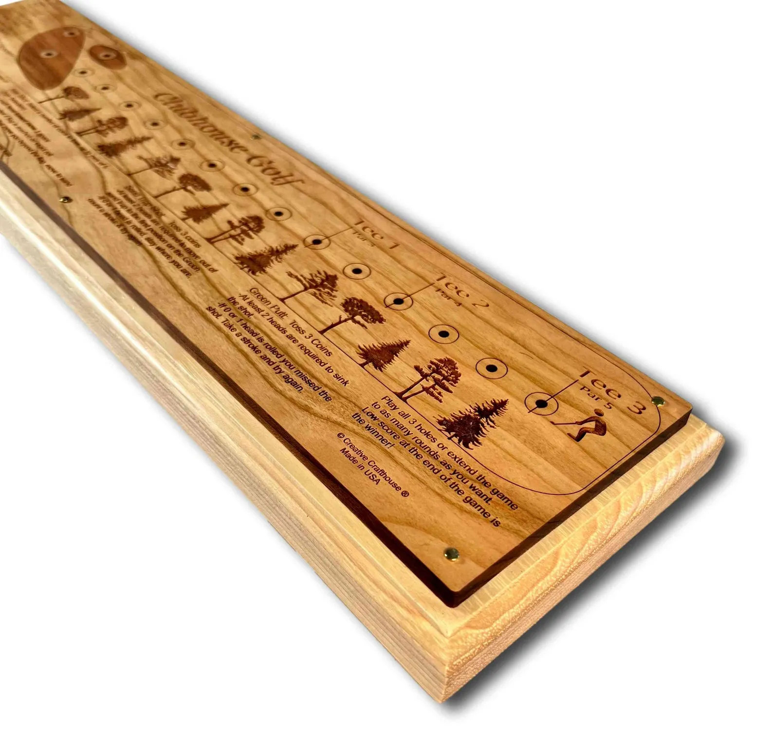 Clubhouse Golf Premium: Board & Coins Game for Golf fun 1/4" thick Cherry wood on a 3/4" Hickory base. - Image 3