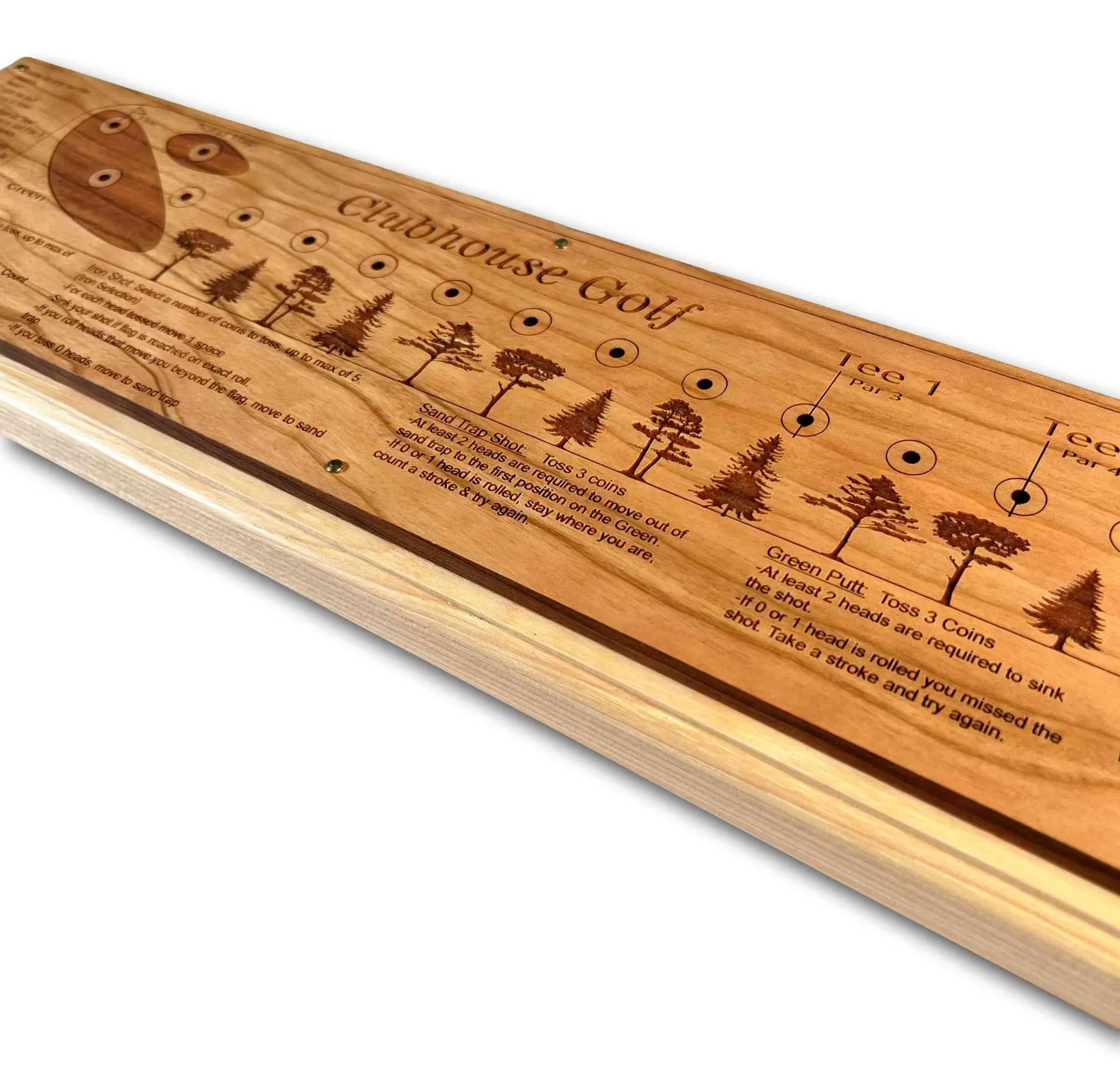 Clubhouse Golf Premium: Board & Coins Game for Golf fun 1/4" thick Cherry wood on a 3/4" Hickory base. - Image 4