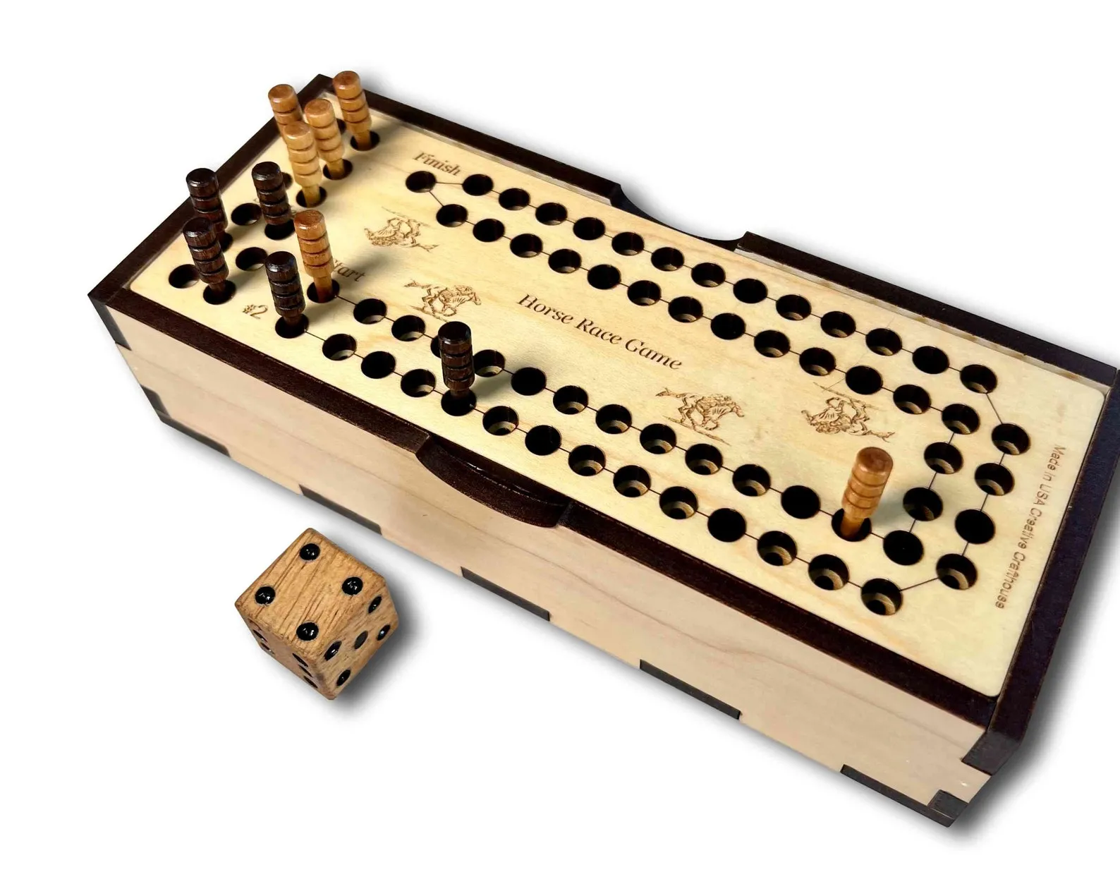 Horse Race Board Game | Sports Board Game | Personalized Wood Game | 2 Player Game | Keepsake Game | Fun Party Game | Bar Games | Dice Games - Image 2
