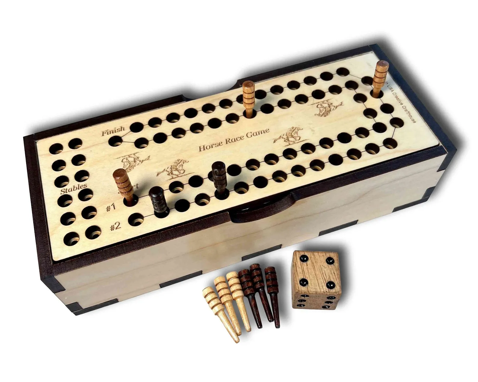 Horse Race Board Game | Sports Board Game | Personalized Wood Game | 2 Player Game | Keepsake Game | Fun Party Game | Bar Games | Dice Games - Image 3