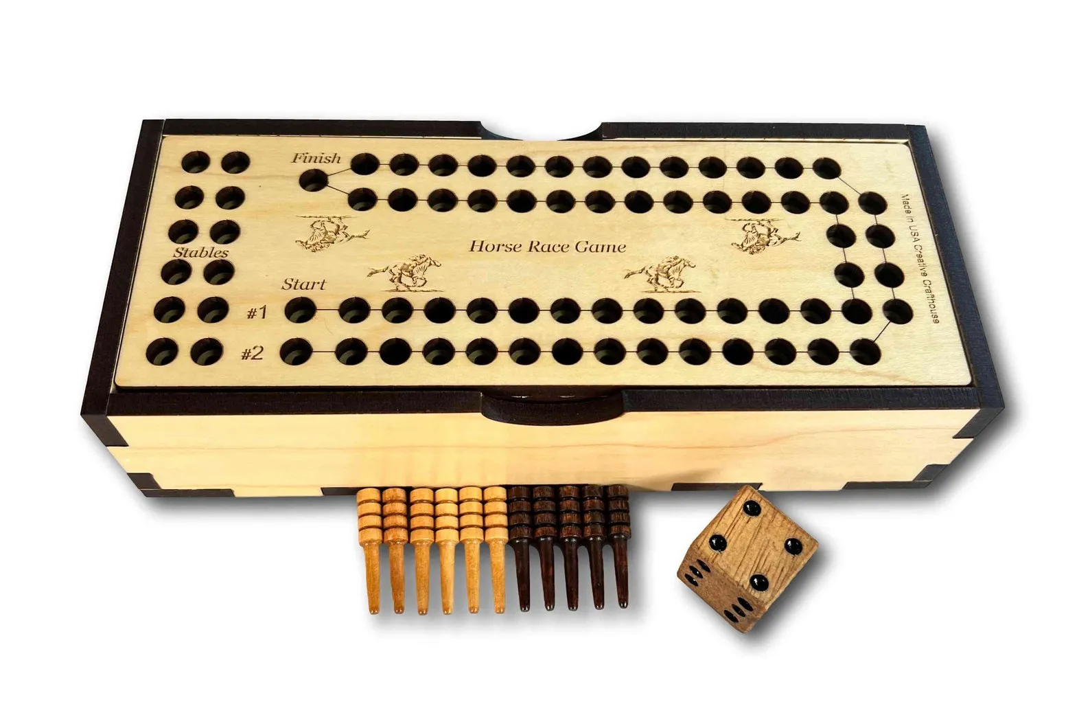 Horse Race Board Game | Sports Board Game | Personalized Wood Game | 2 Player Game | Keepsake Game | Fun Party Game | Bar Games | Dice Games - Image 4