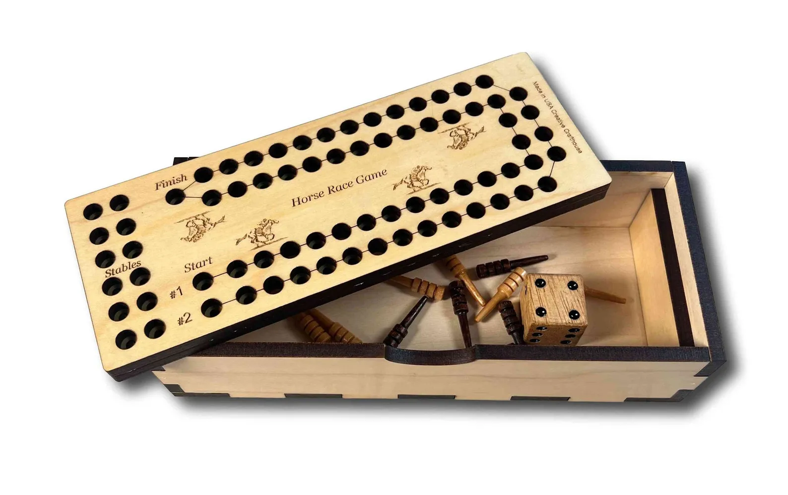 Horse Race Board Game | Sports Board Game | Personalized Wood Game | 2 Player Game | Keepsake Game | Fun Party Game | Bar Games | Dice Games - Image 5